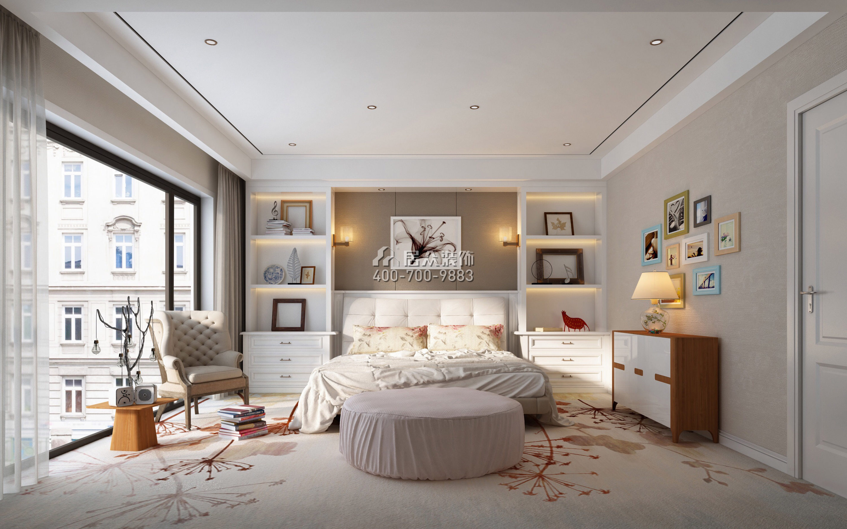 紅樹別院173平方米美式風格平層戶型臥室裝修效果圖