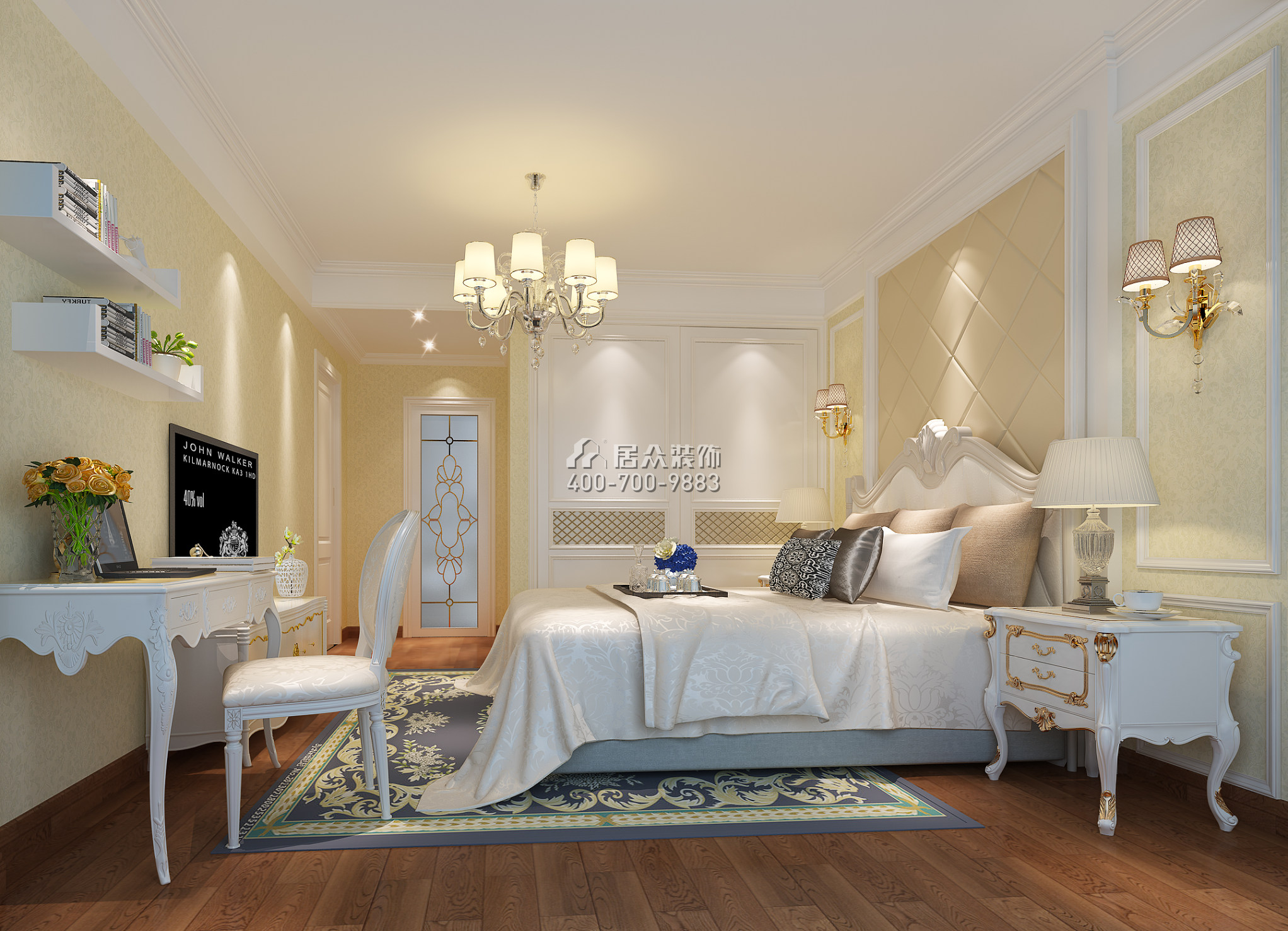 天誉150平方米欧式风格平层户型卧室装修效果图