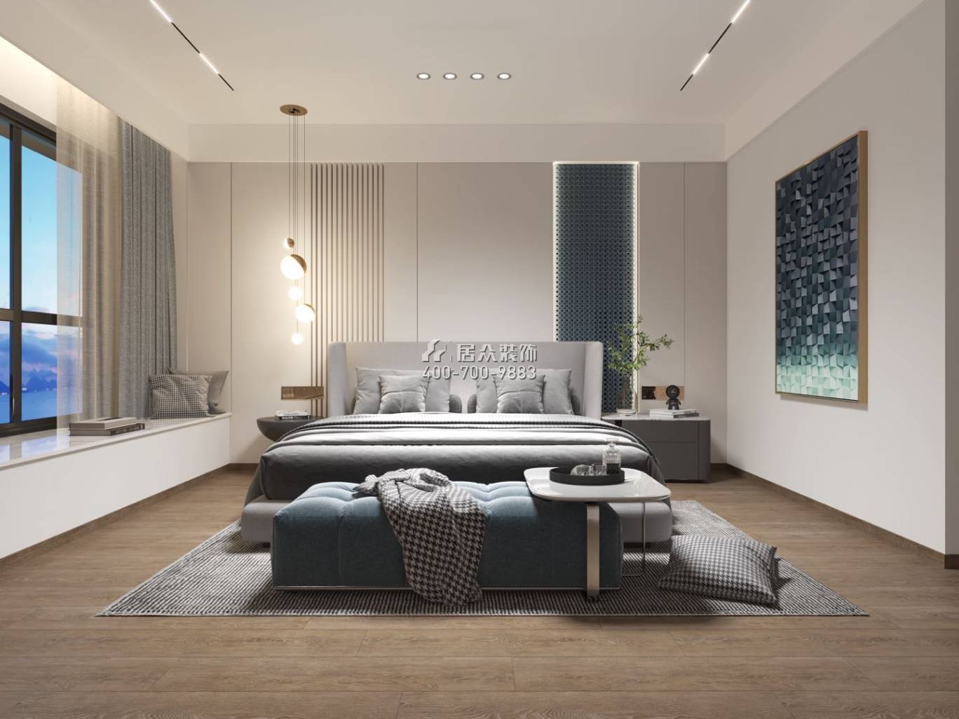 中信红树湾-三期638平方米现代简约风格复式户型卧室装修效果图