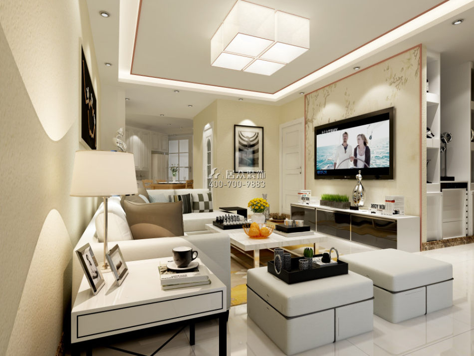 金石雅苑89平方米現代簡約風格平層戶型客廳裝修效果圖