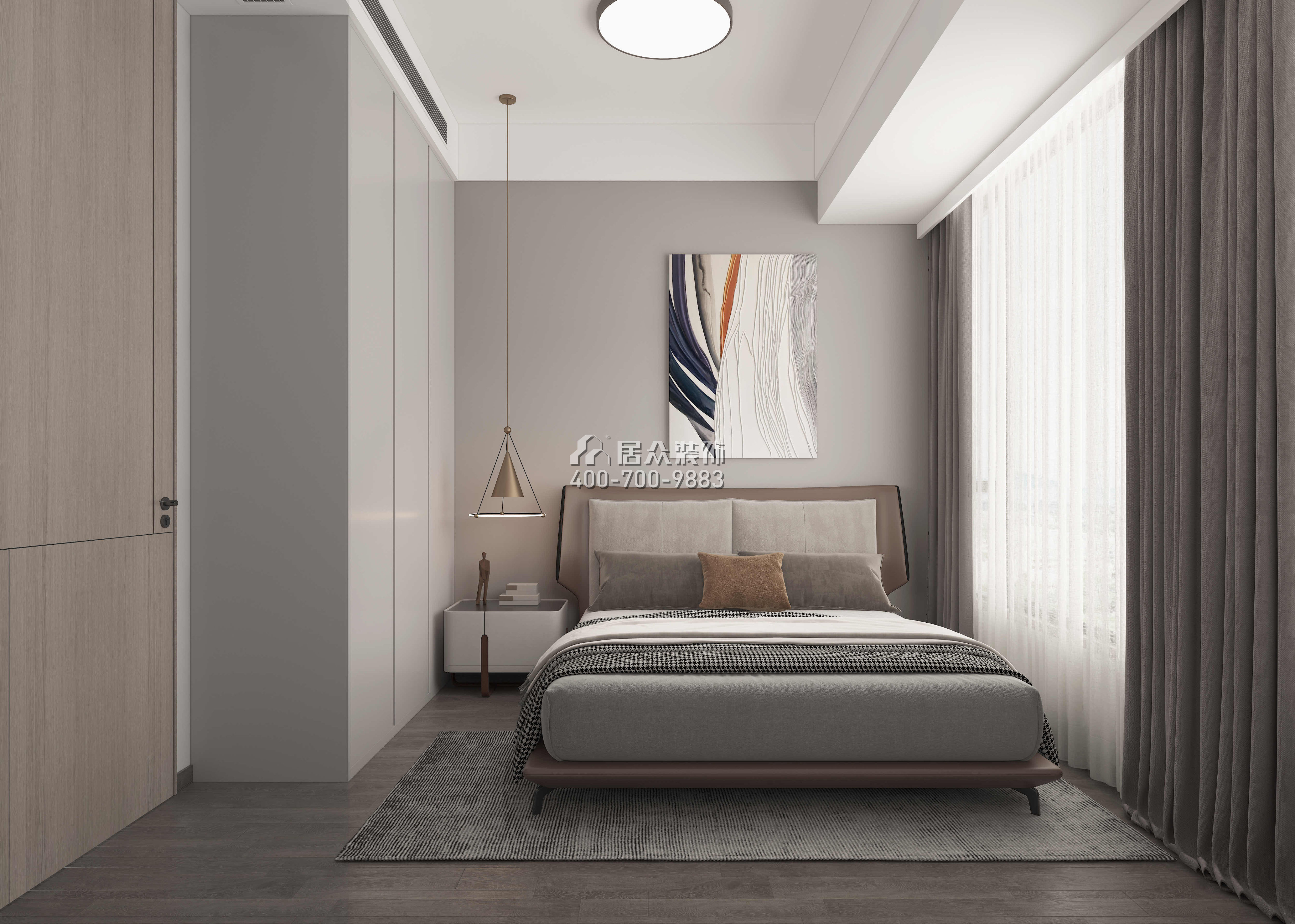 新锦安海纳公馆120平方米现代简约风格平层户型卧室装修效果图
