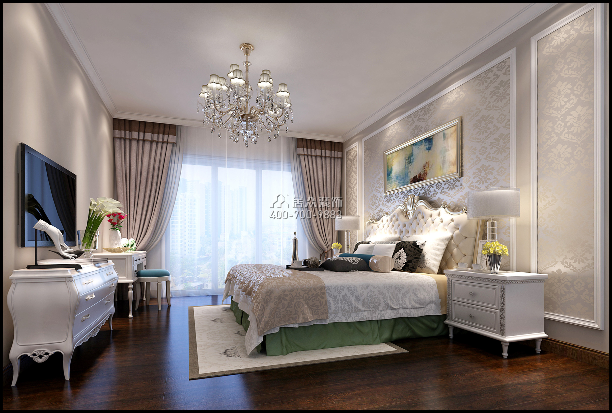 幸福城二期138平方米欧式风格复式户型卧室装修效果图