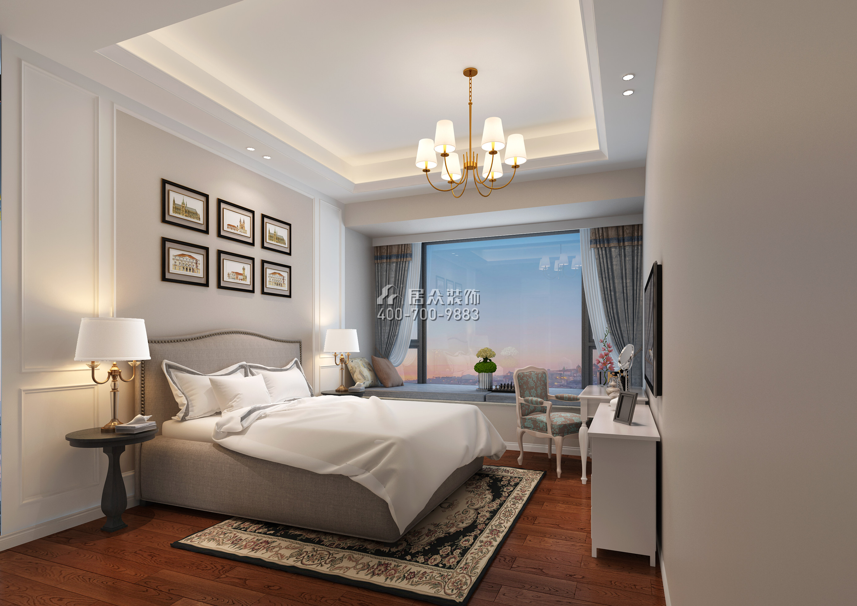华润城润府166平方米地中海风格平层户型卧室装修效果图