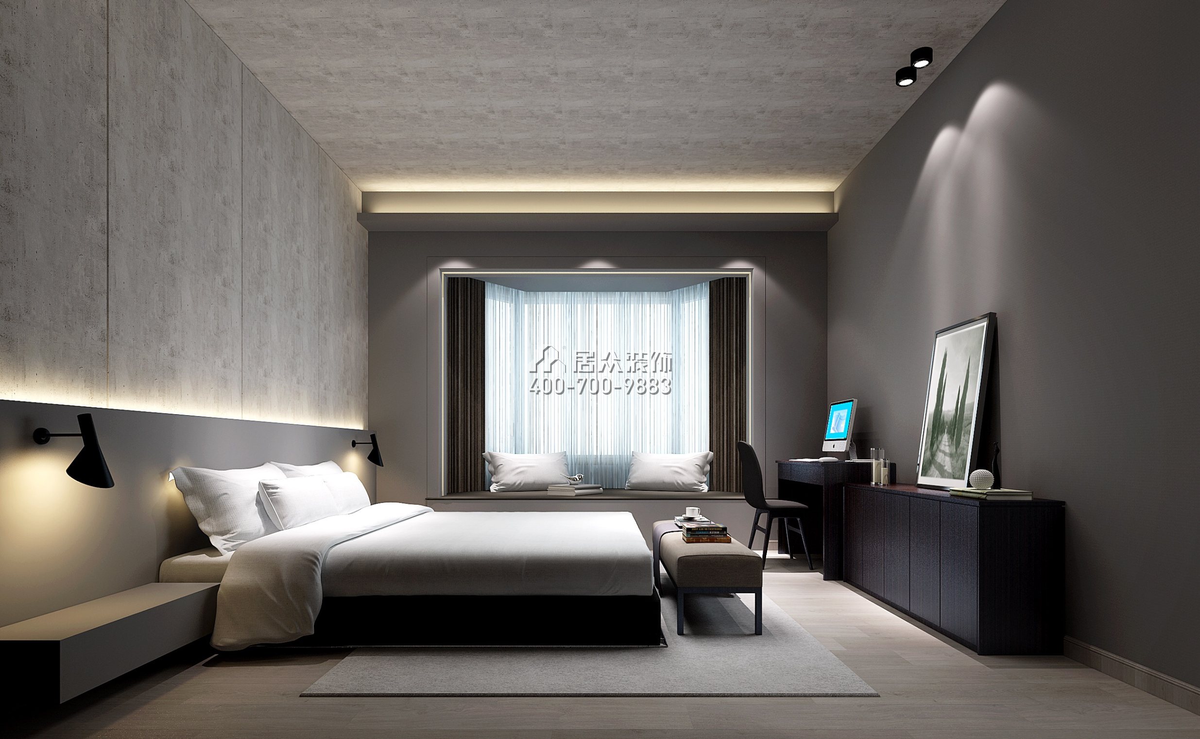 隆生东湖九区175平方米现代简约风格平层户型卧室装修效果图
