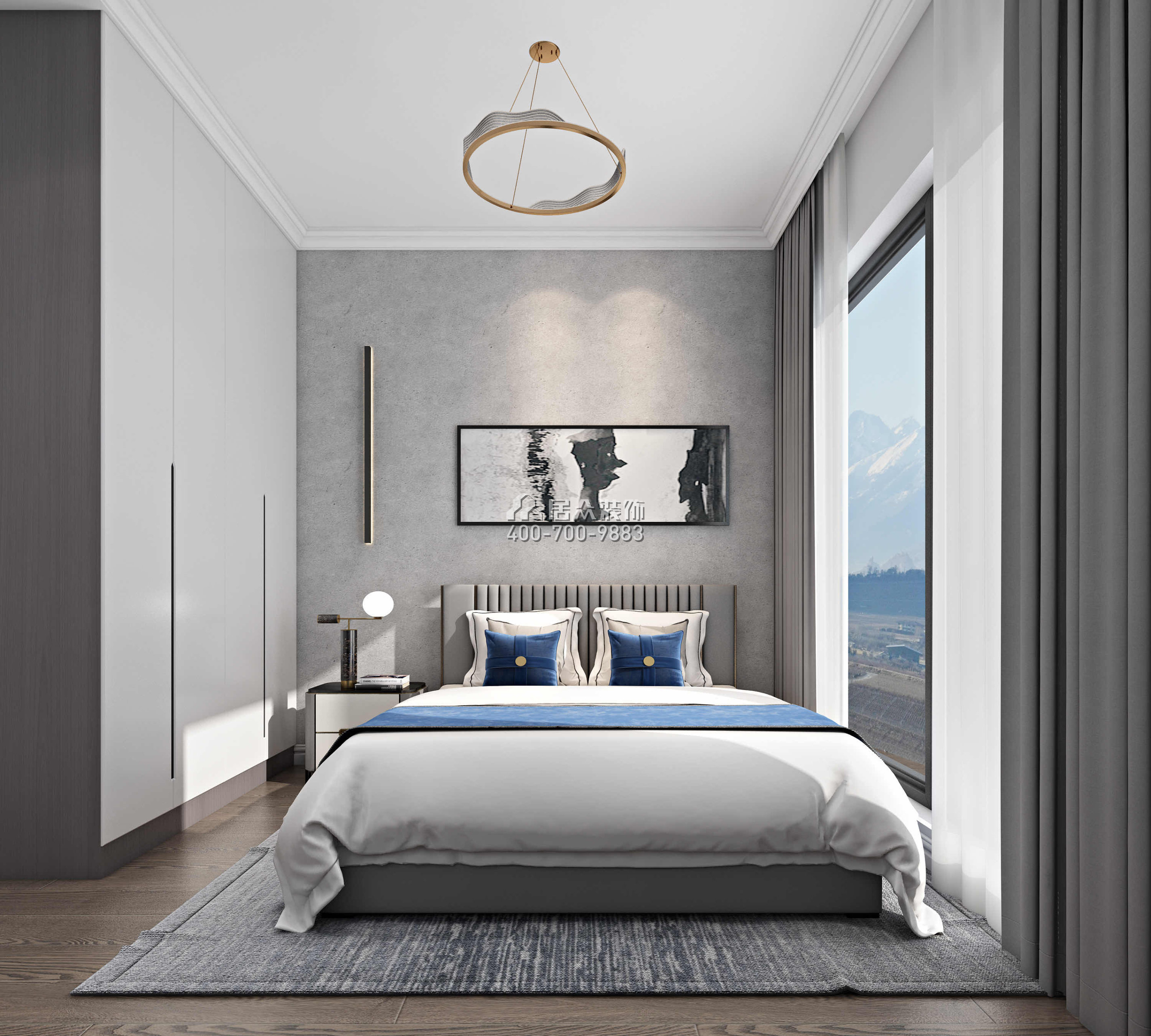 新天鹅堡122平方米现代简约风格平层户型卧室装修效果图