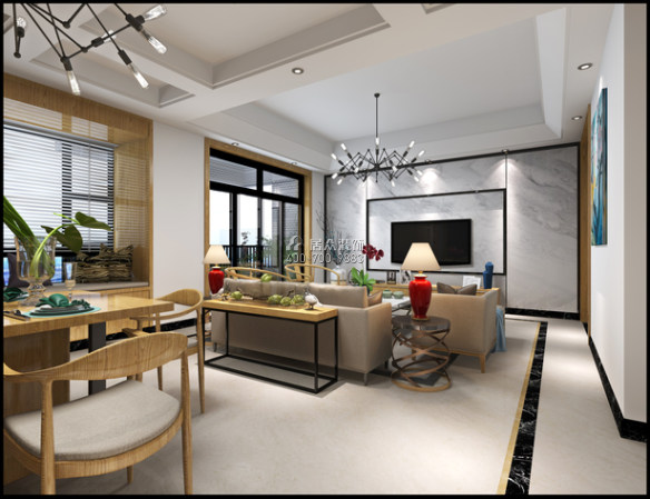 月珑湾豪庭200平方米现代简约风格复式户型客厅装修效果图