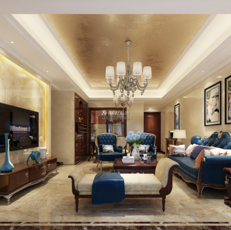 海岸明珠99平方米欧式风格平层户型客厅装修效果图
