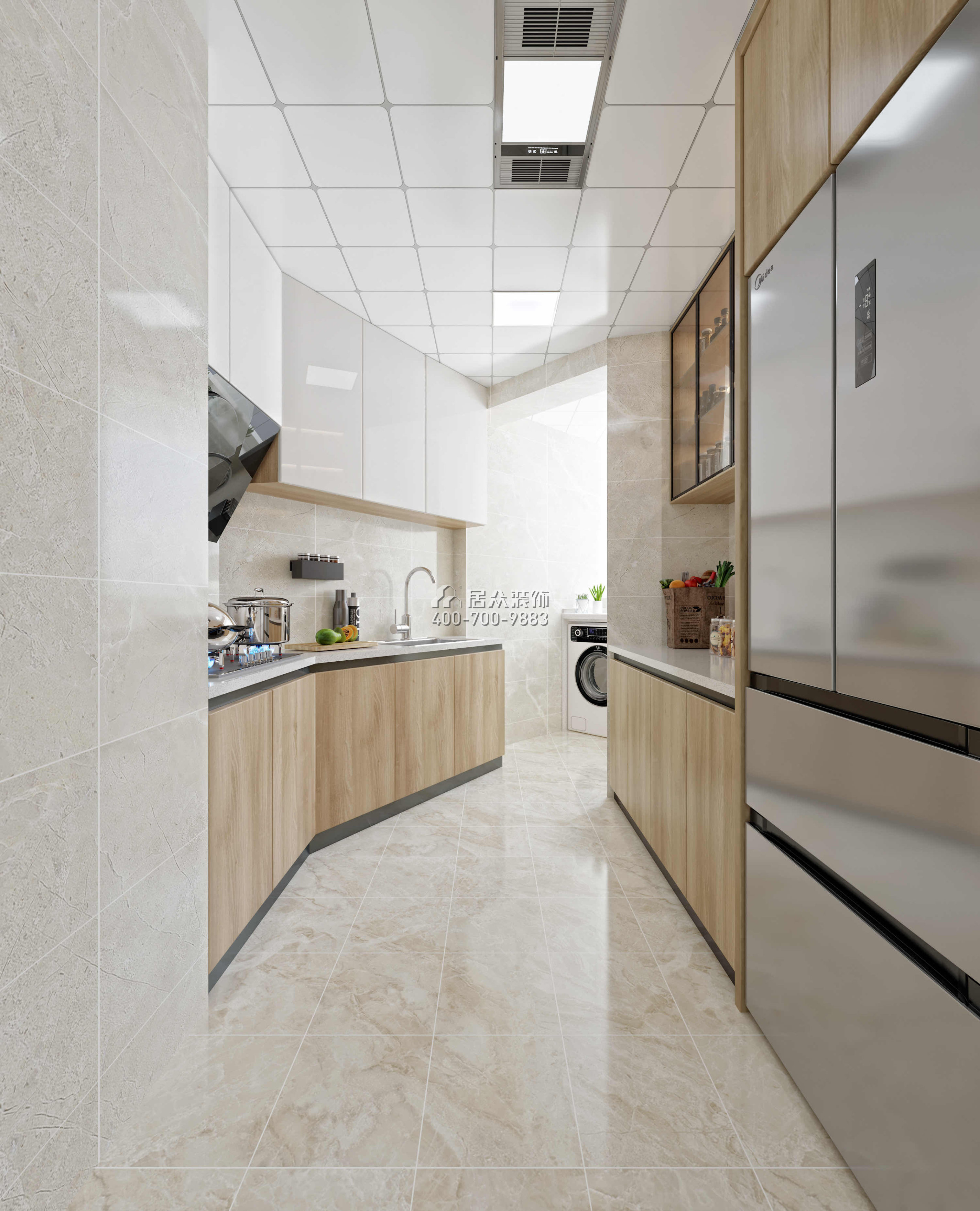 跃华园89平方米现代简约风格平层户型厨房装修效果图