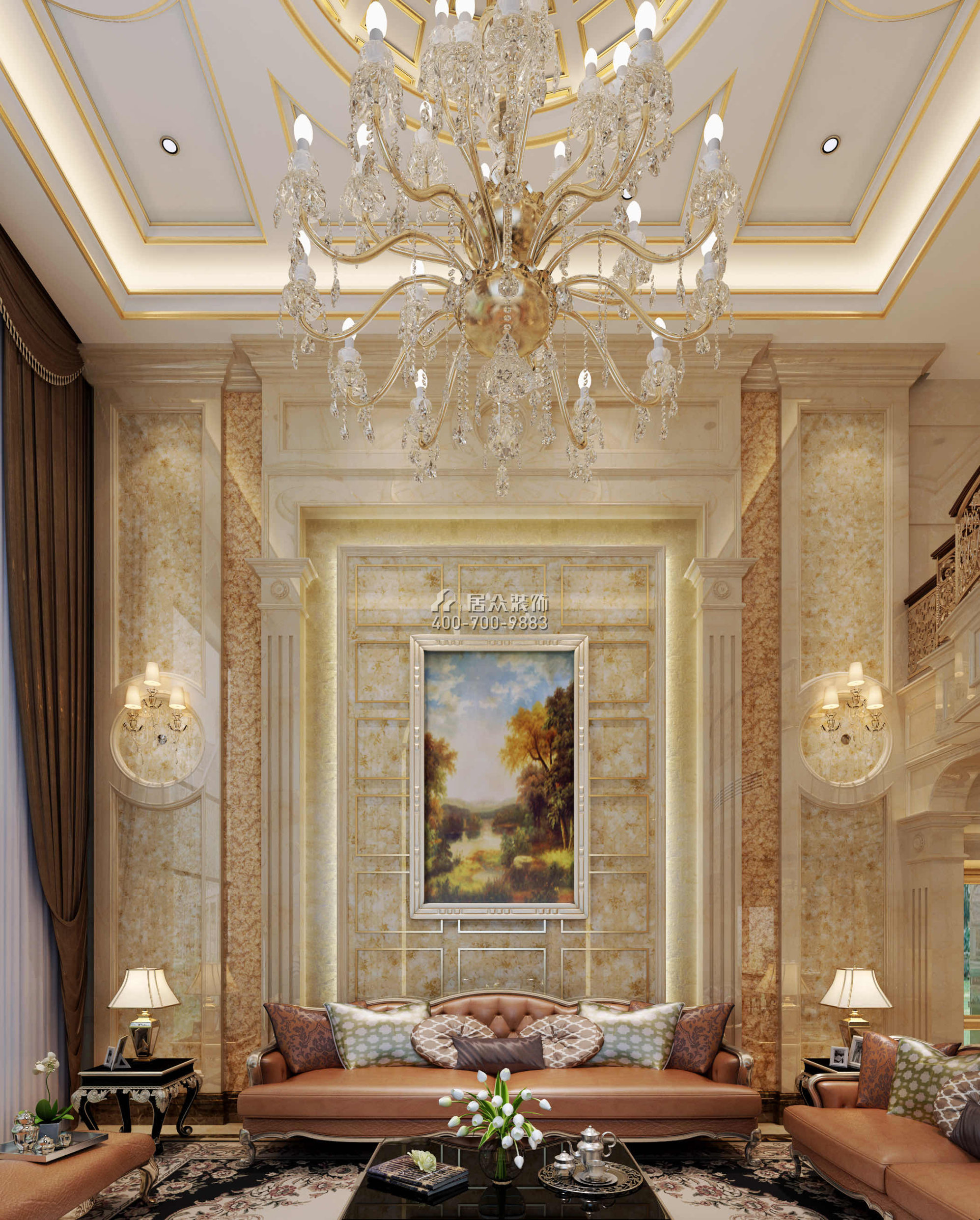 海逸豪庭800平方米欧式风格别墅户型客厅装修效果图