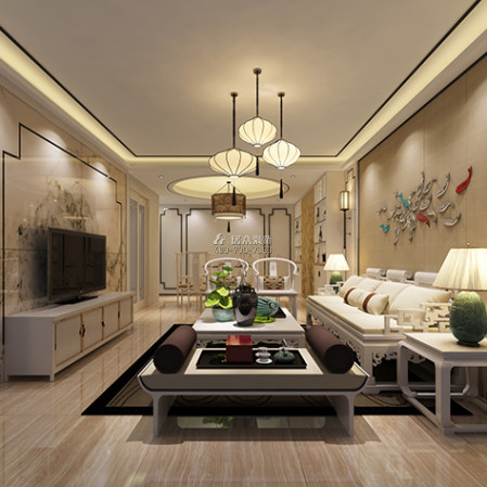 明海雅苑140平方米中式风格平层户型客厅装修效果图