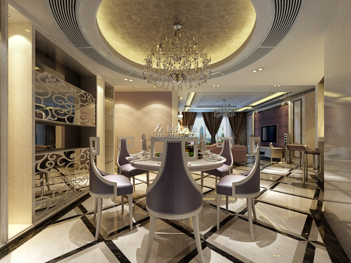 国贸蓝海165平方米欧式风格平层户型餐厅装修效果图