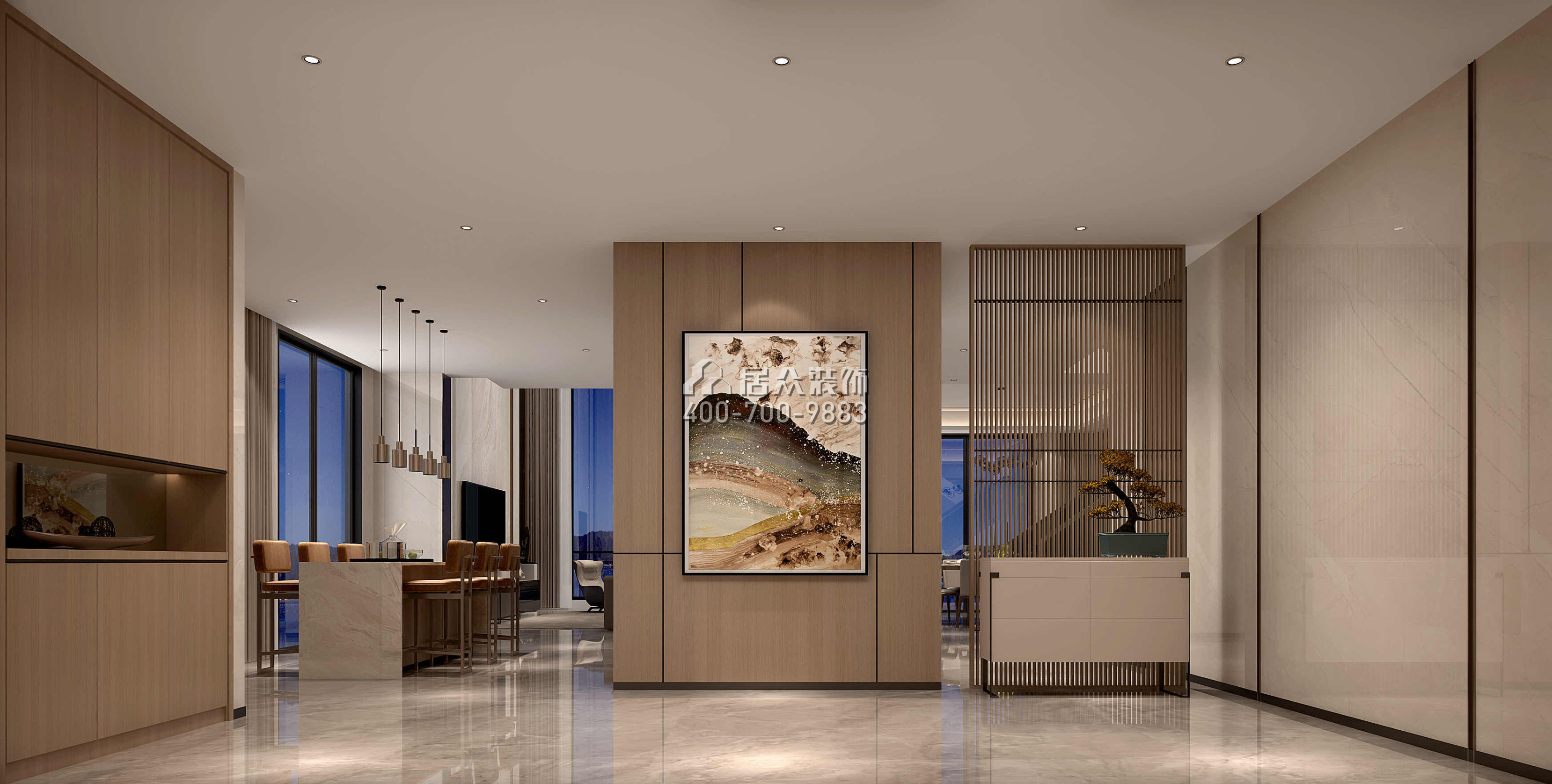 海逸豪庭366平方米现代简约风格别墅户型客厅装修效果图
