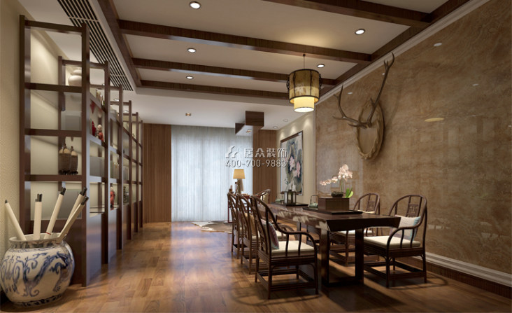 容桂碧桂园500平方米中式风格别墅户型餐厅装修效果图