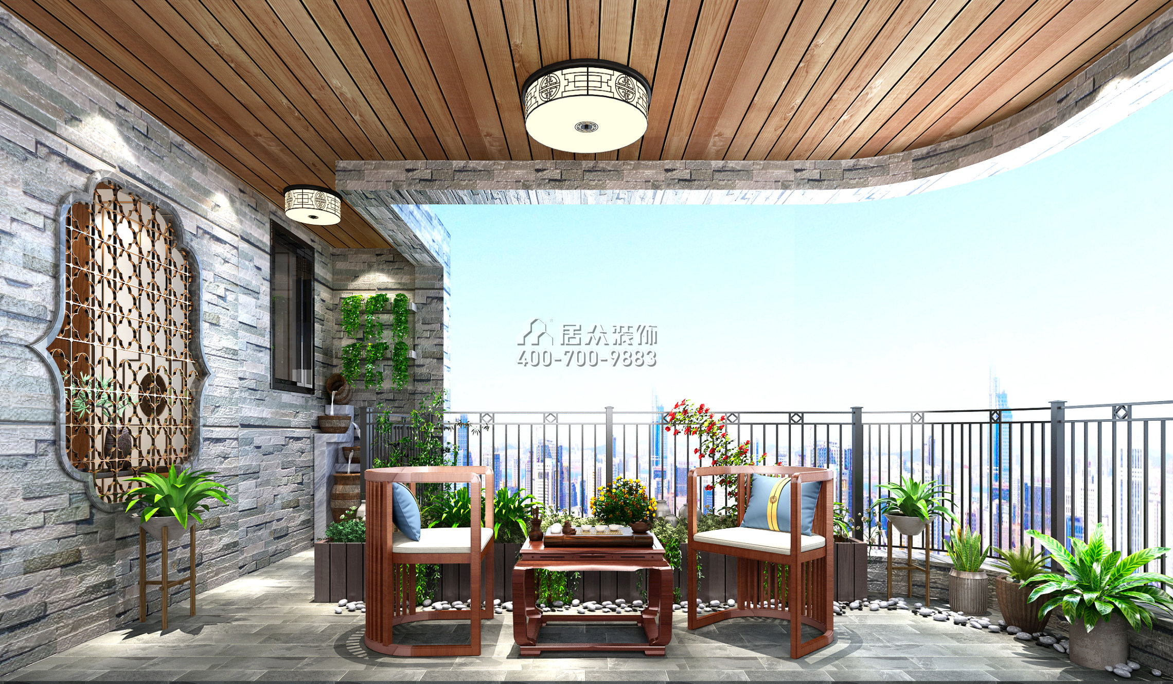 陶然豪園220平方米中式風格平層戶型客廳裝修效果圖