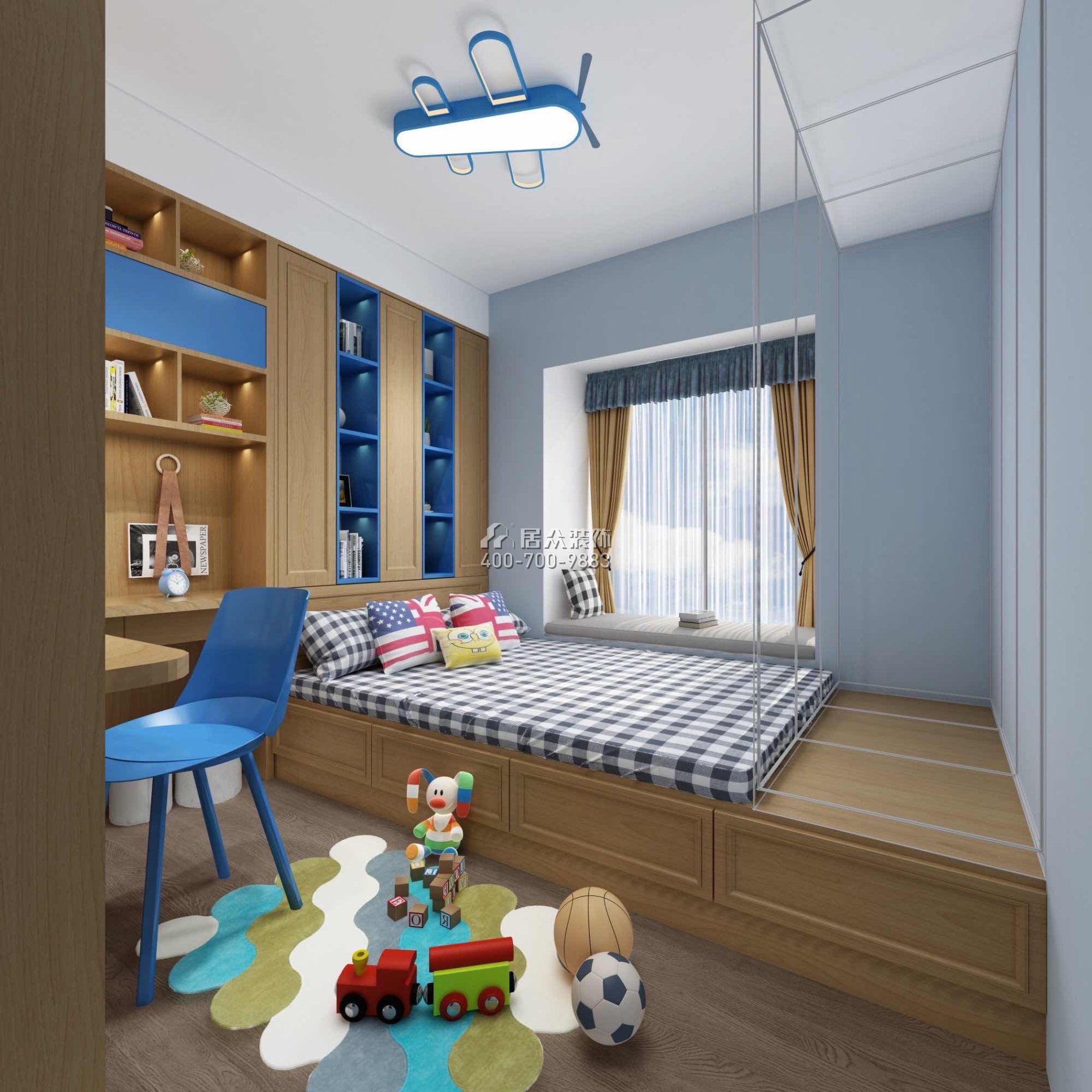 尚东领御216平方米现代简约风格平层户型儿童房装修效果图