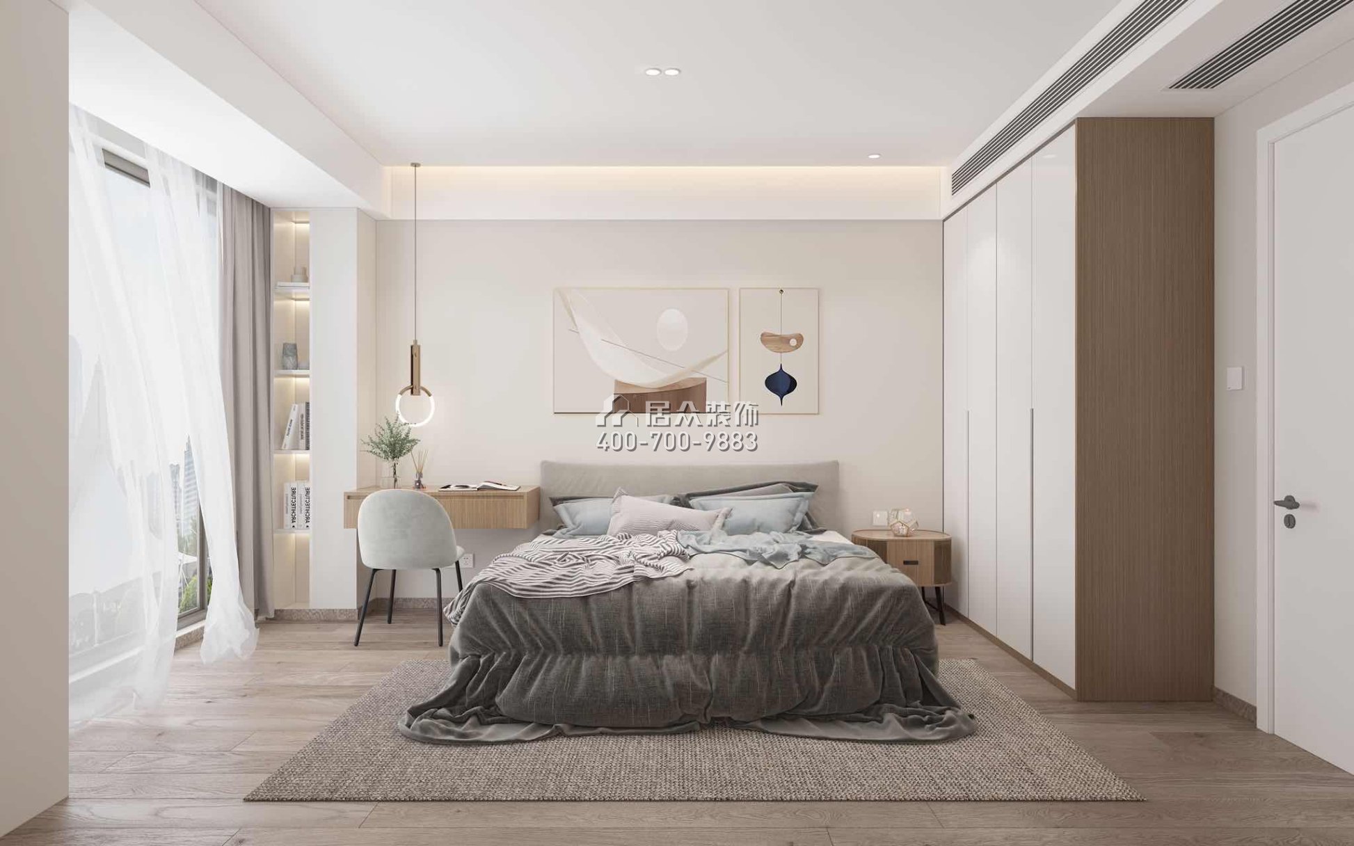 星海名城80平方米现代简约风格平层户型卧室装修效果图