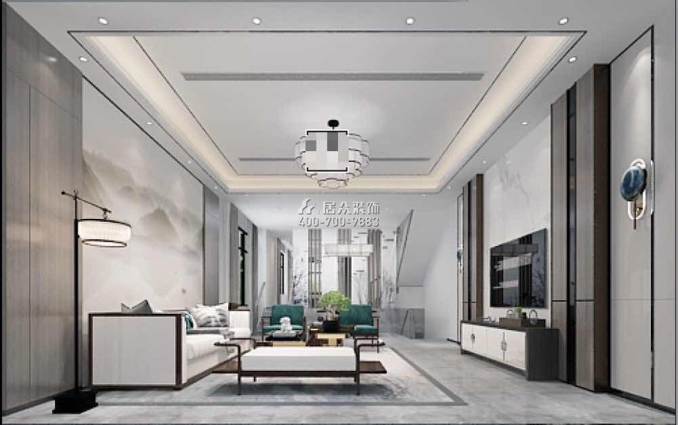 豐泰觀山碧水190平方米中式風格別墅戶型客廳裝修效果圖