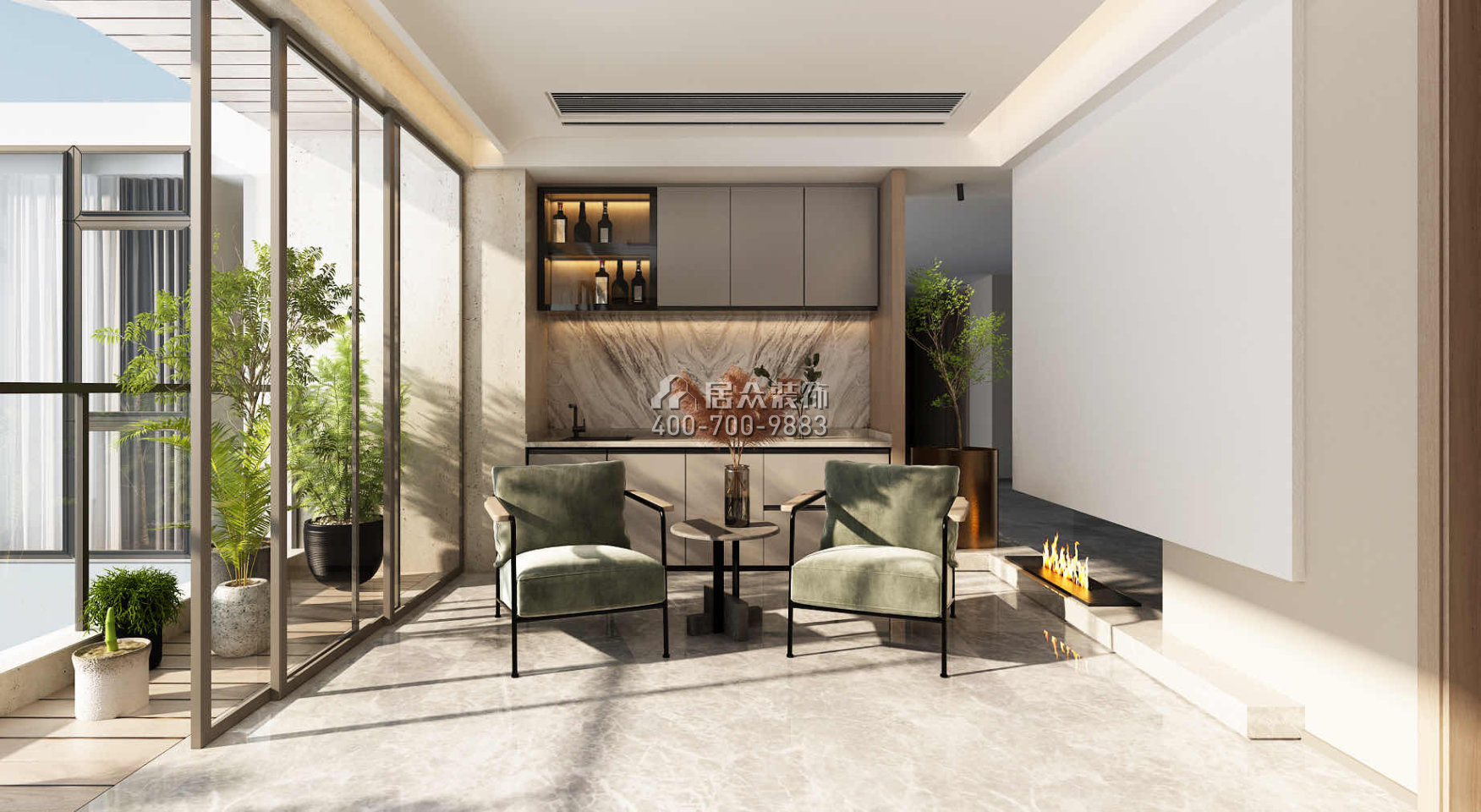 明珠国际300平方米现代简约风格平层户型客厅装修效果图