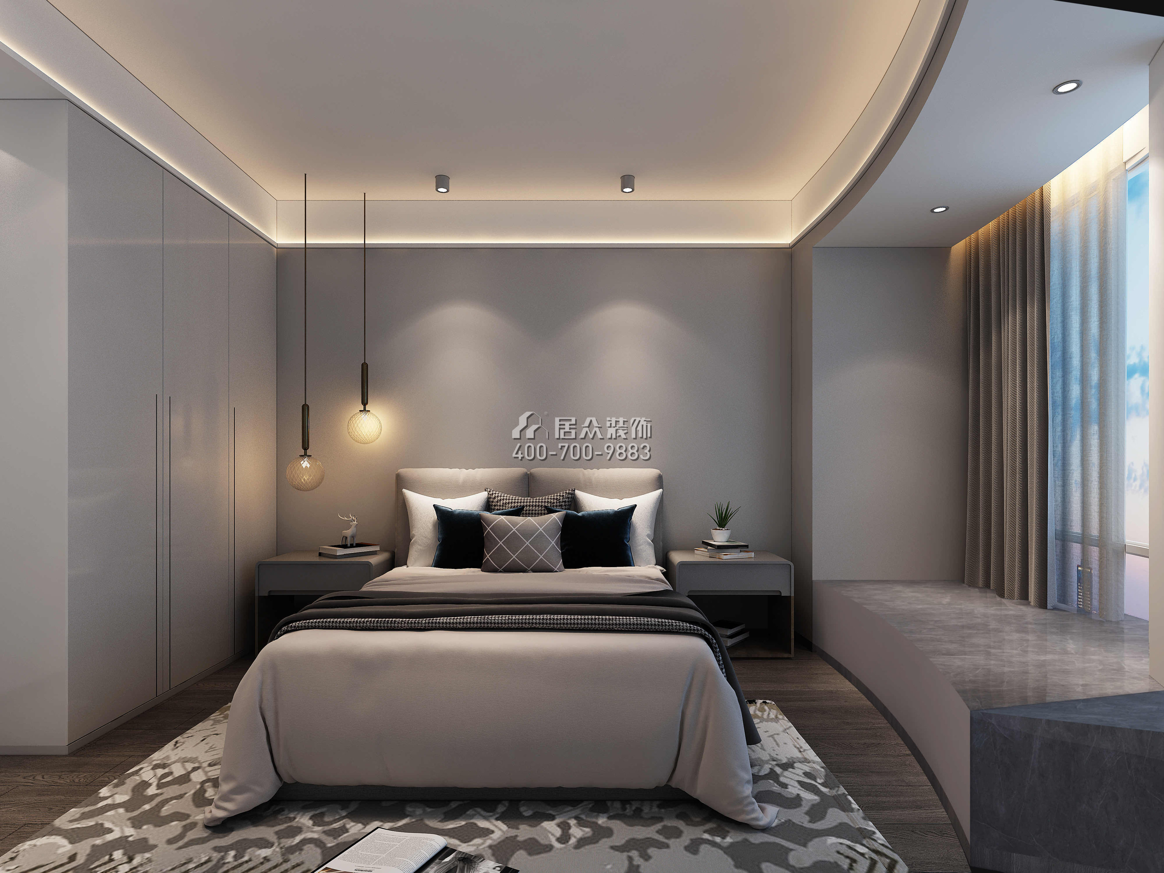 金泓凯旋城185平方米现代简约风格平层户型卧室装修效果图