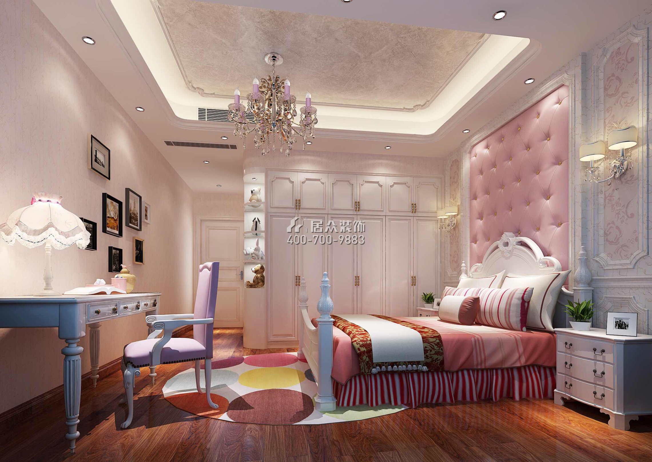 依云曦城360平方米美式风格复式户型卧室装修效果图