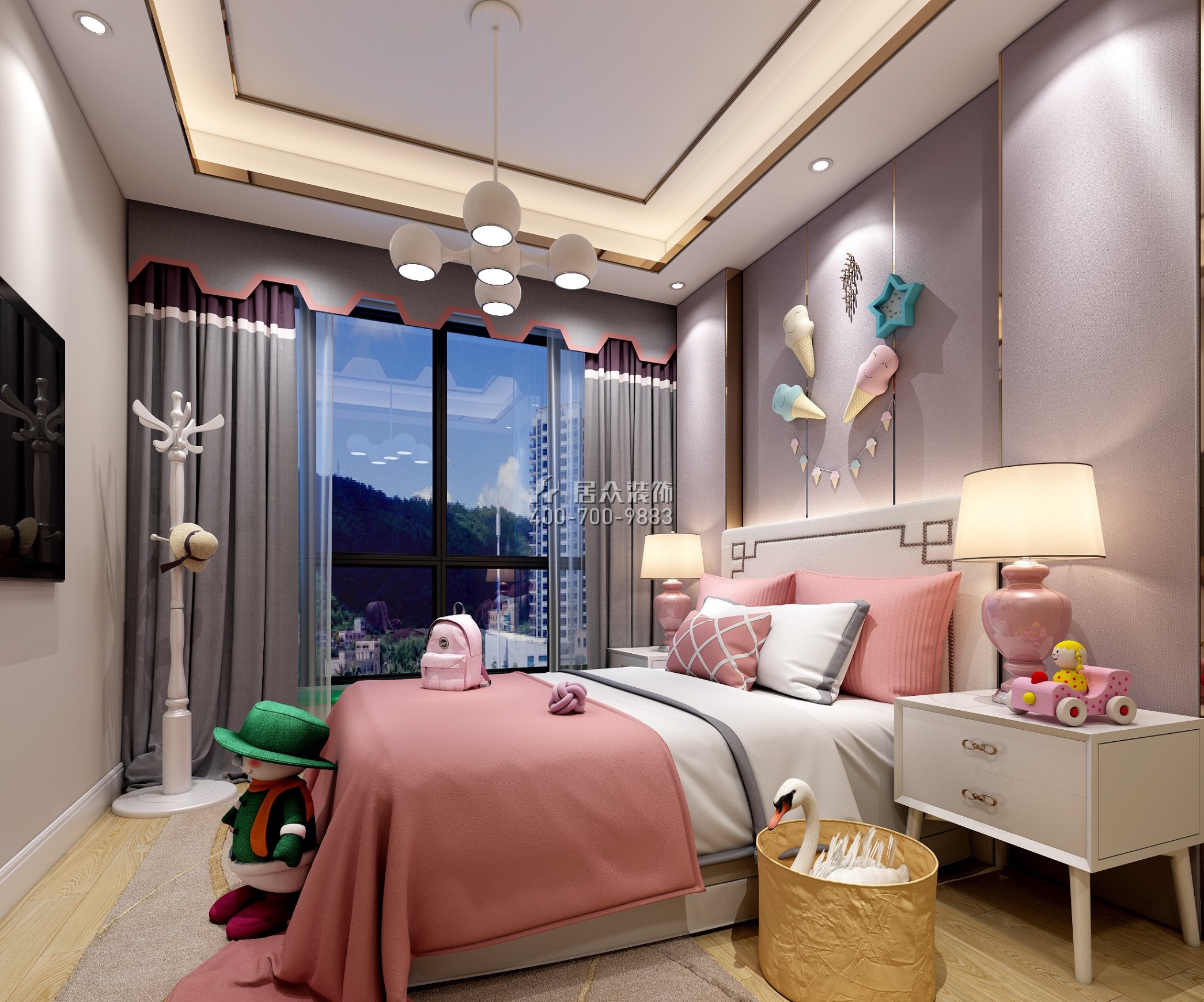 星河银湖谷180平方米中式风格平层户型儿童房装修效果图