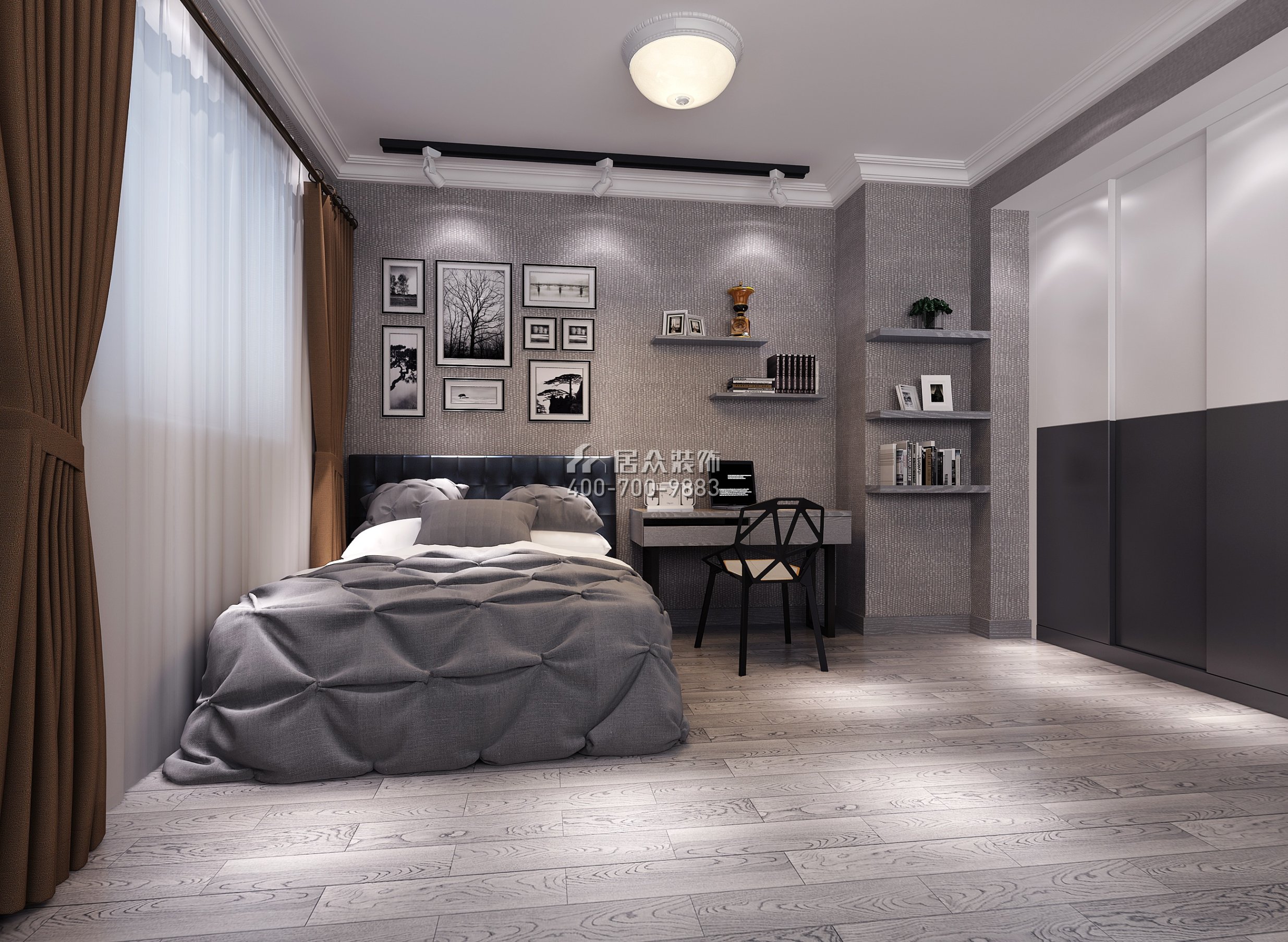 君华御府140平方米现代简约风格平层户型卧室装修效果图