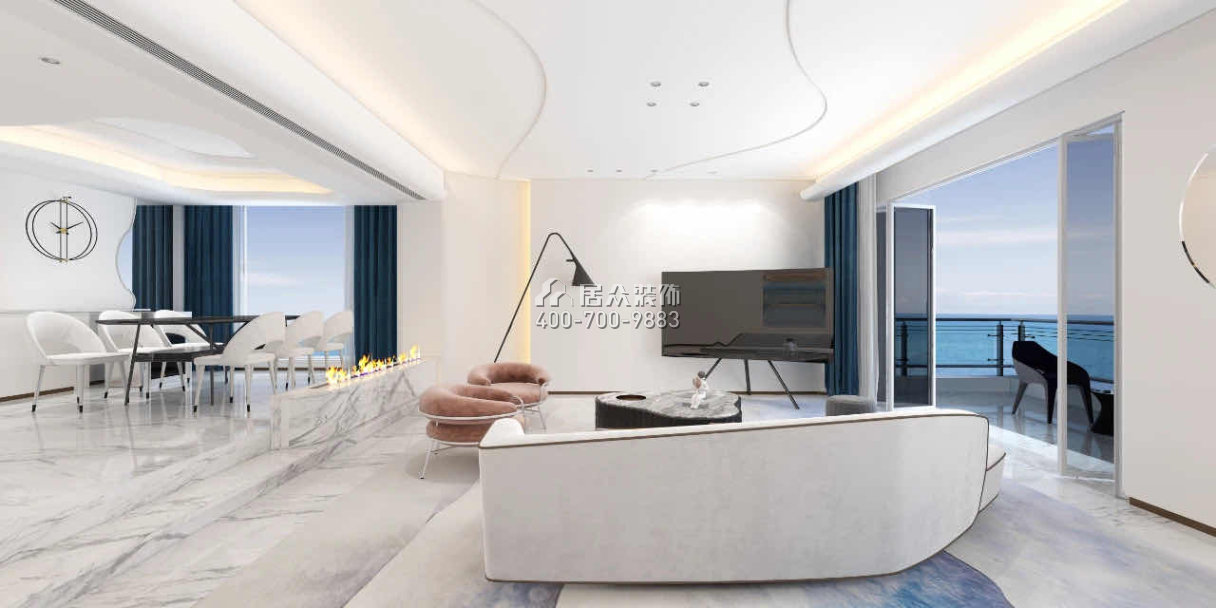 南海玫瑰園三期300平方米現代簡約風格復式戶型客廳裝修效果圖