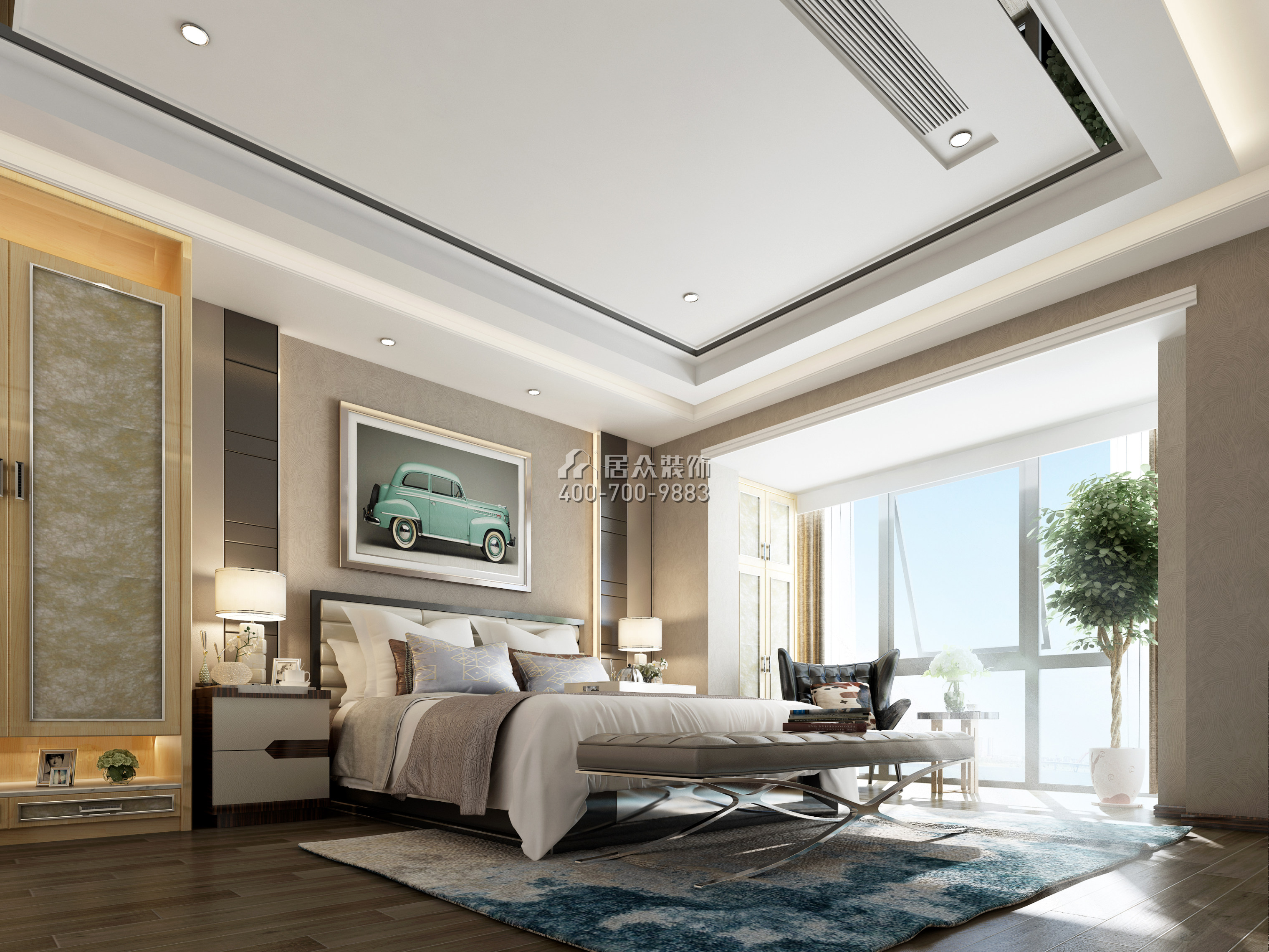 北辰定江洋245平方米现代简约风格平层户型卧室装修效果图