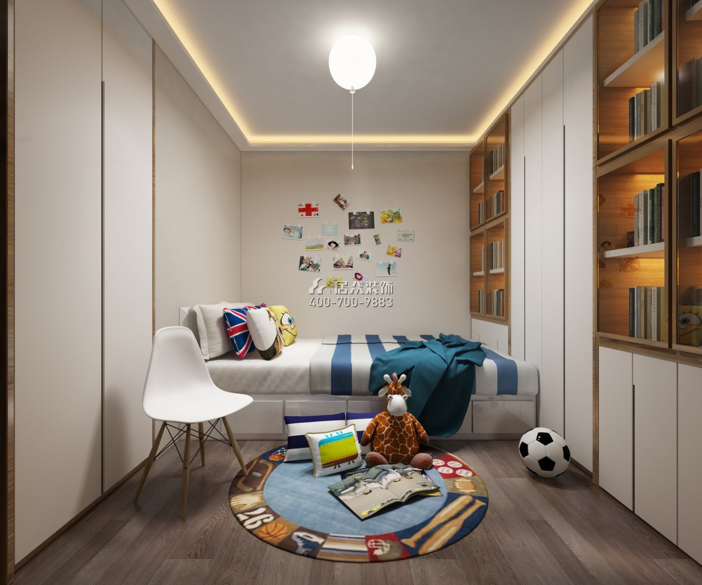 擎天華庭126平方米中式風格平層戶型兒童房裝修效果圖