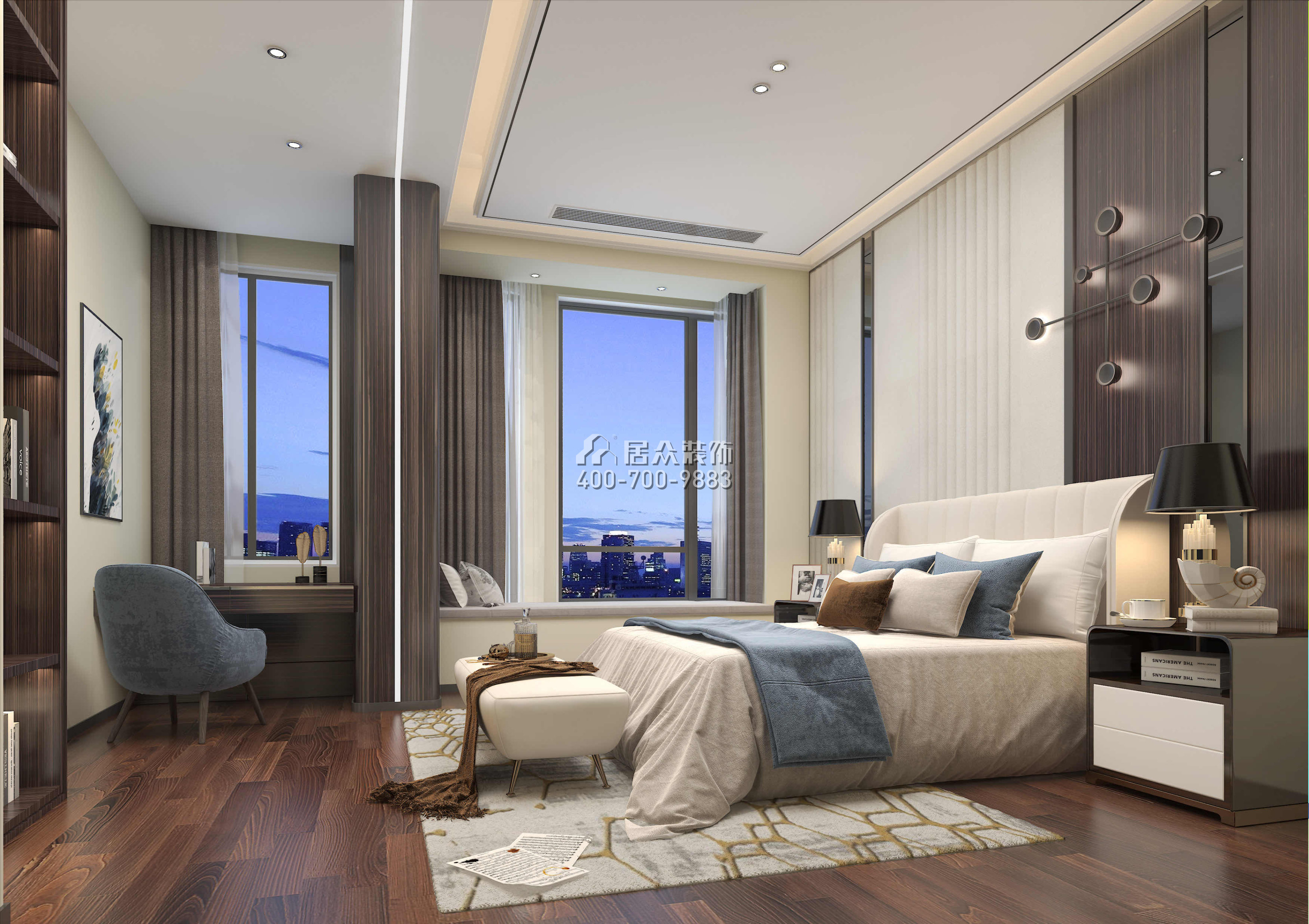富春山居170平方米混搭风格平层户型卧室装修效果图