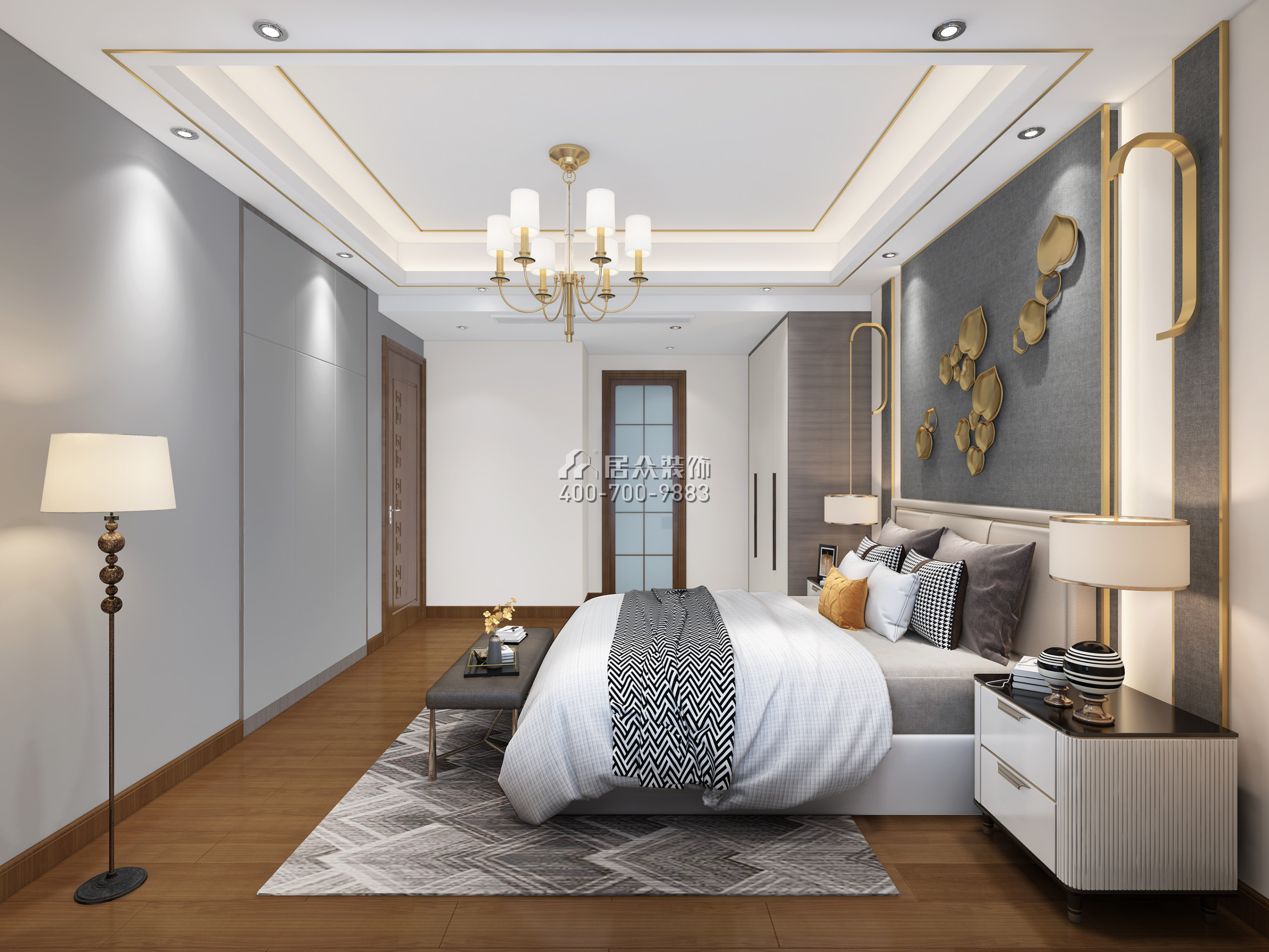 阳光天健城143平方米中式风格平层户型卧室装修效果图
