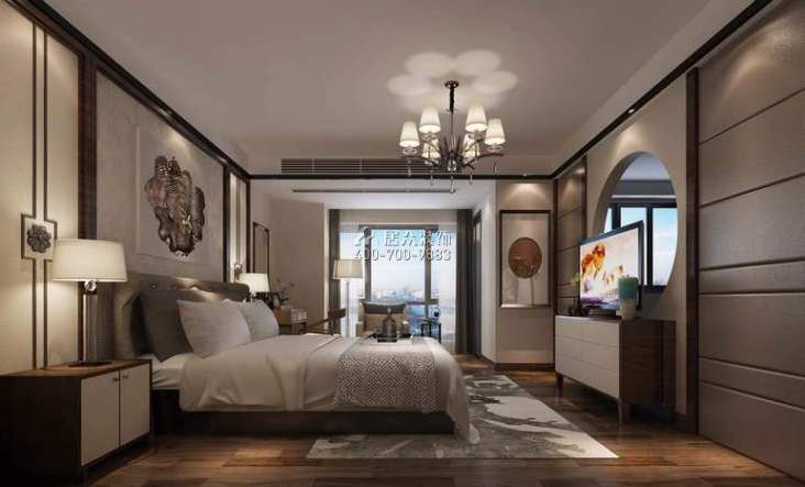 君华御府139平方米中式风格复式户型卧室装修效果图