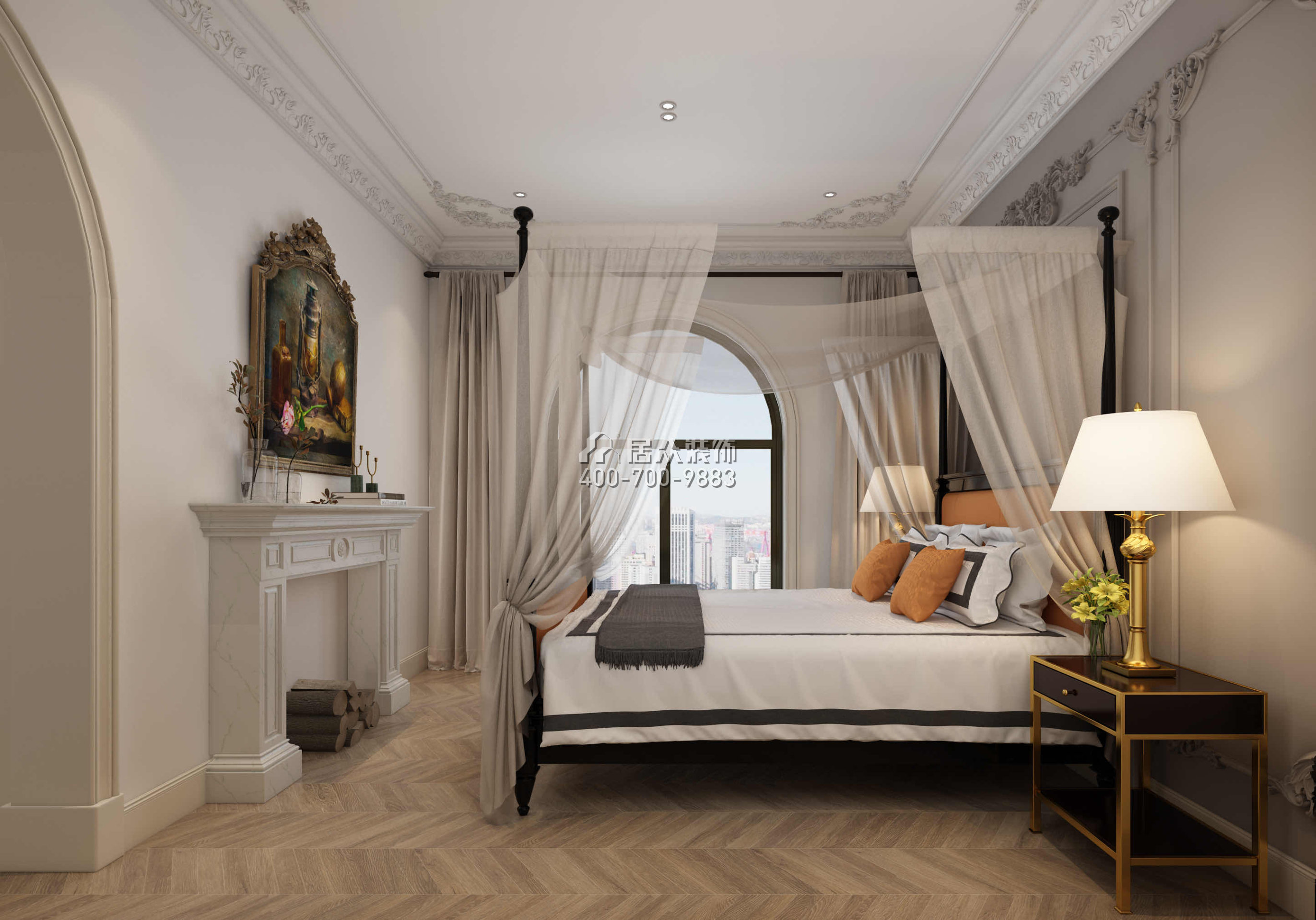 兰江山第240平方米美式风格平层户型卧室装修效果图