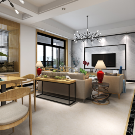 月瓏灣豪庭200平方米現代簡約風格復式戶型客廳裝修效果圖