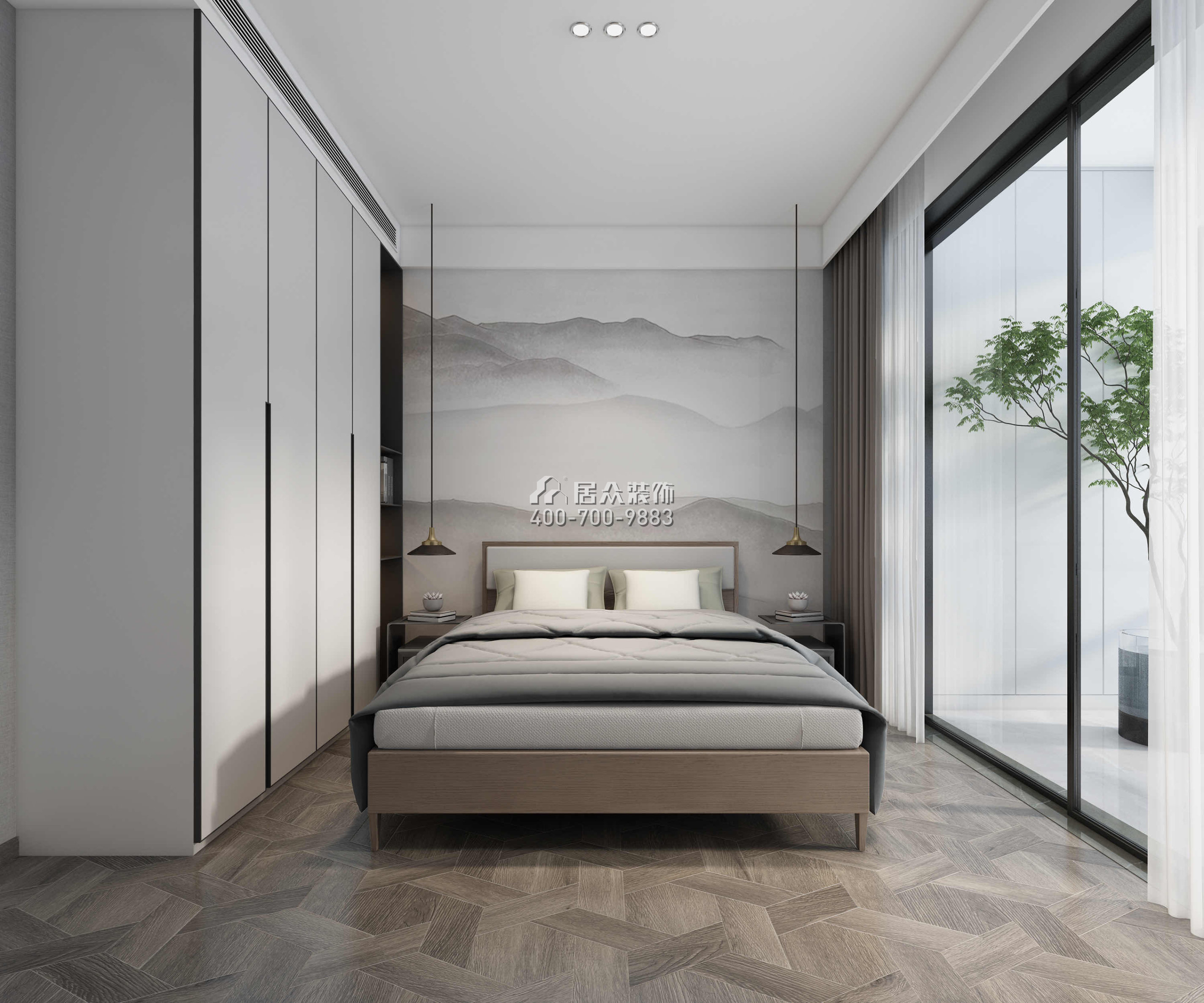 安柏丽晶200平方米现代简约风格平层户型卧室（中国）科技有限公司官网效果图