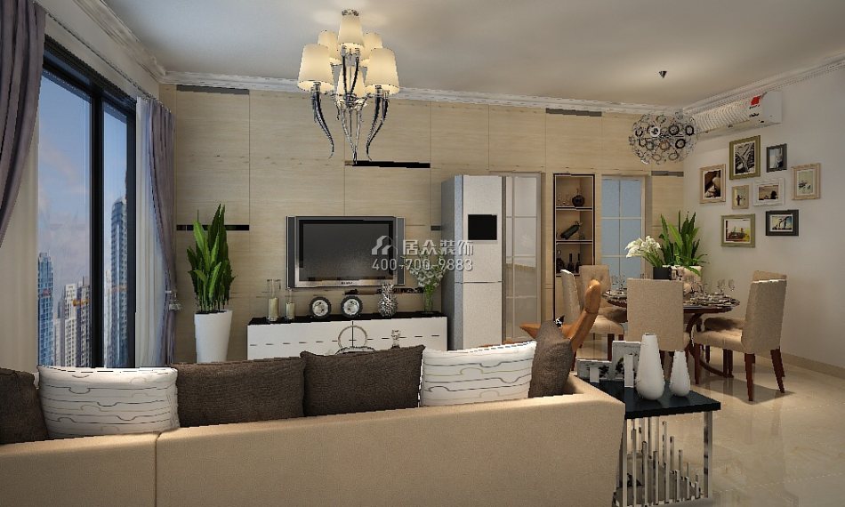 星都豪庭70平方米现代简约风格平层户型客厅装修效果图