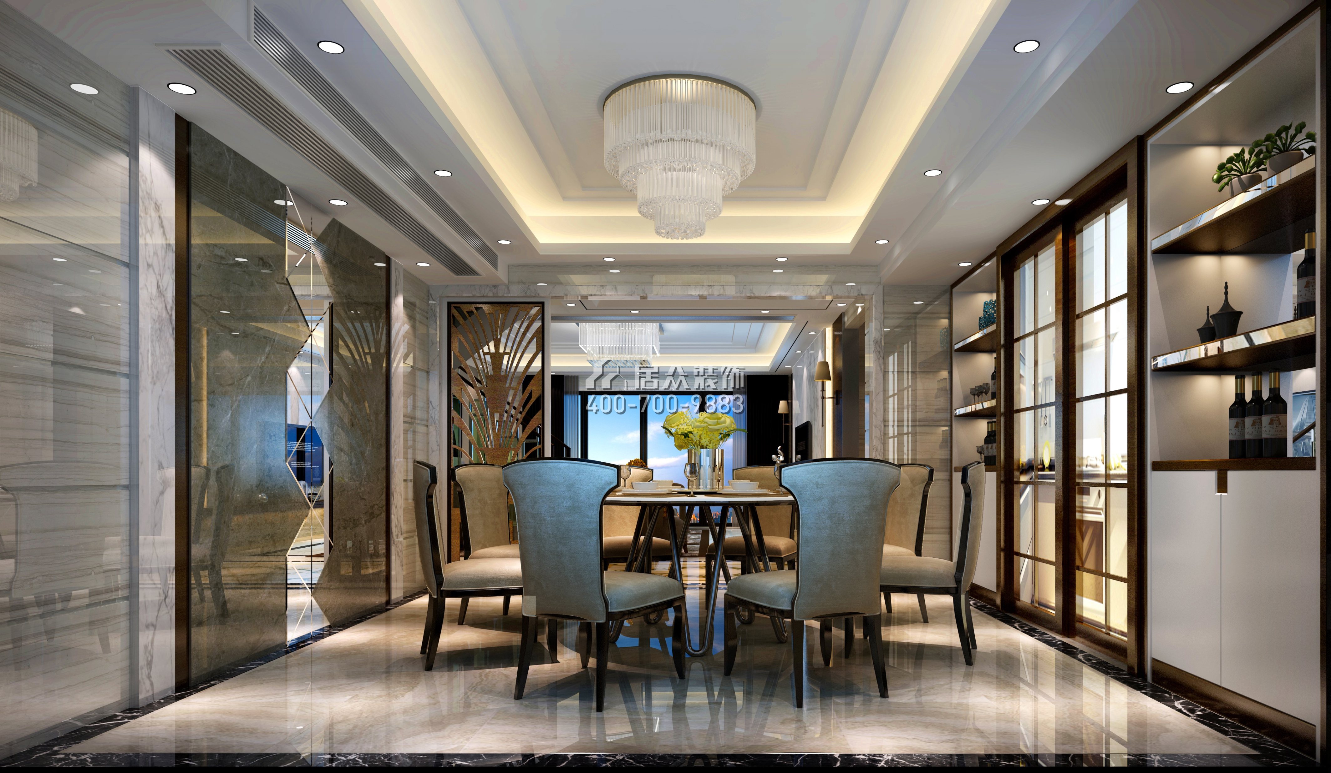 星河丹堤260平方米现代简约风格复式户型餐厅装修效果图