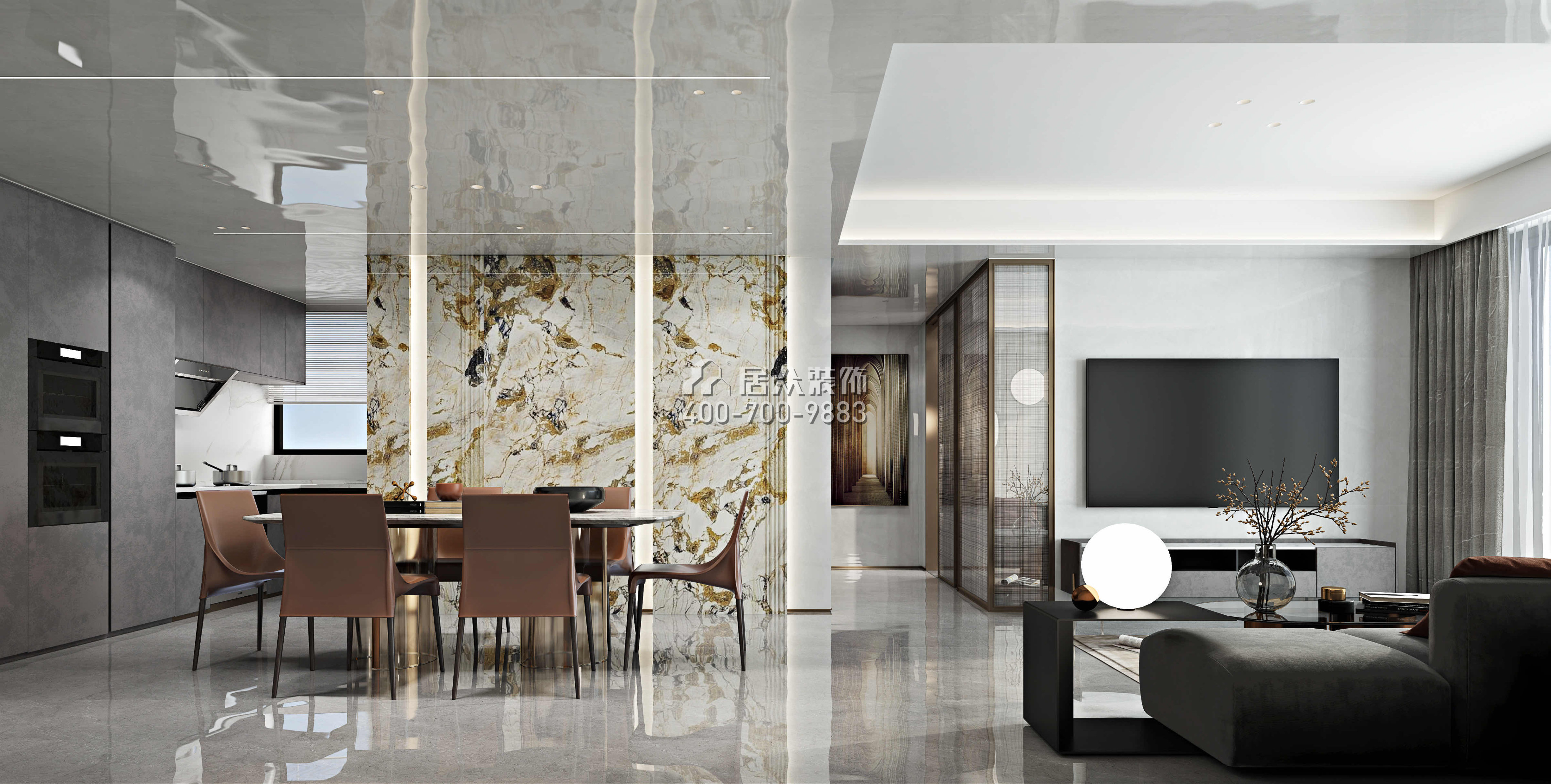 淘金山二期89平方米現代簡約風格平層戶型餐廳裝修效果圖