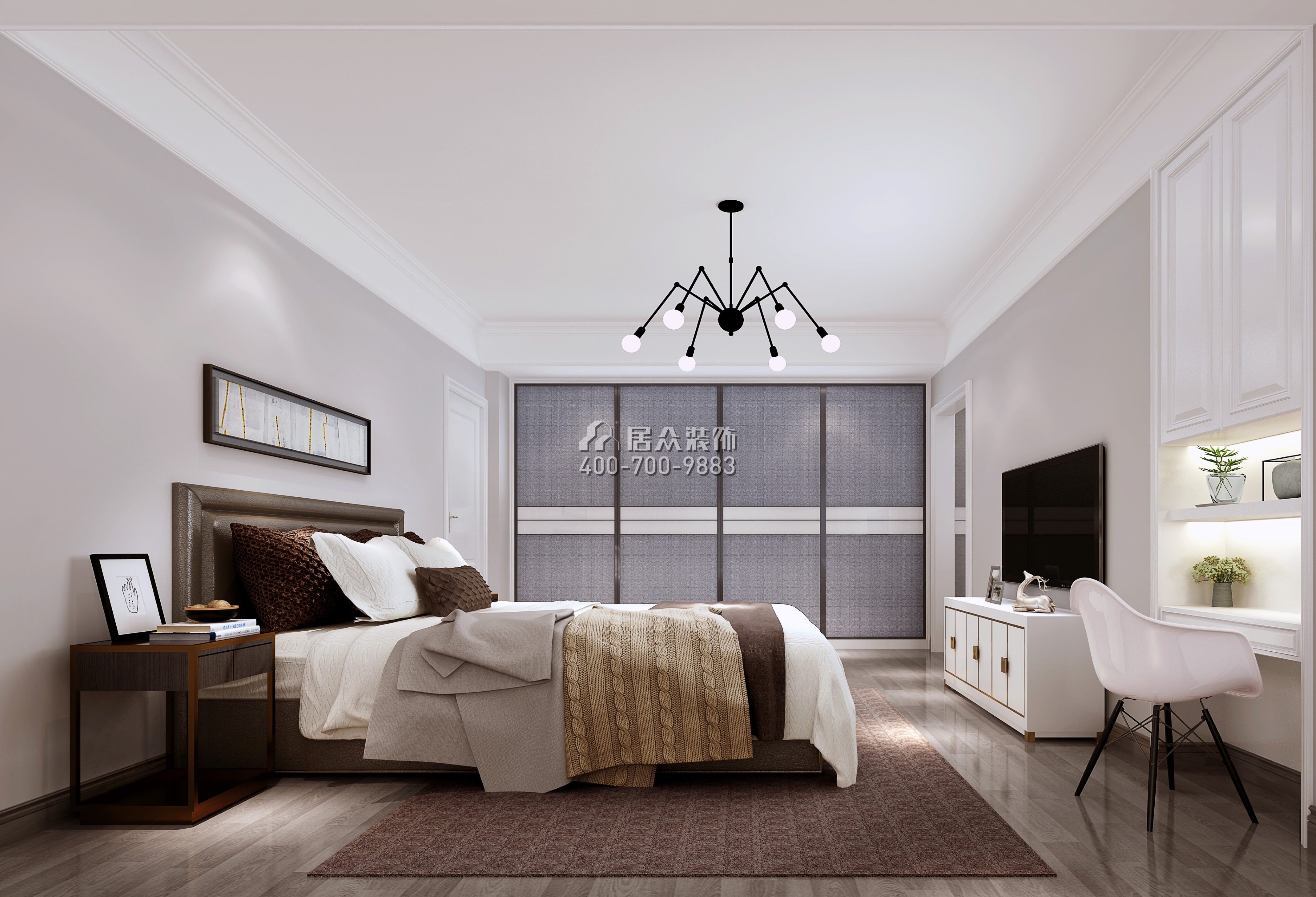 雅居乐白鹭湖贝悦湾146平方米北欧风格复式户型卧室装修效果图