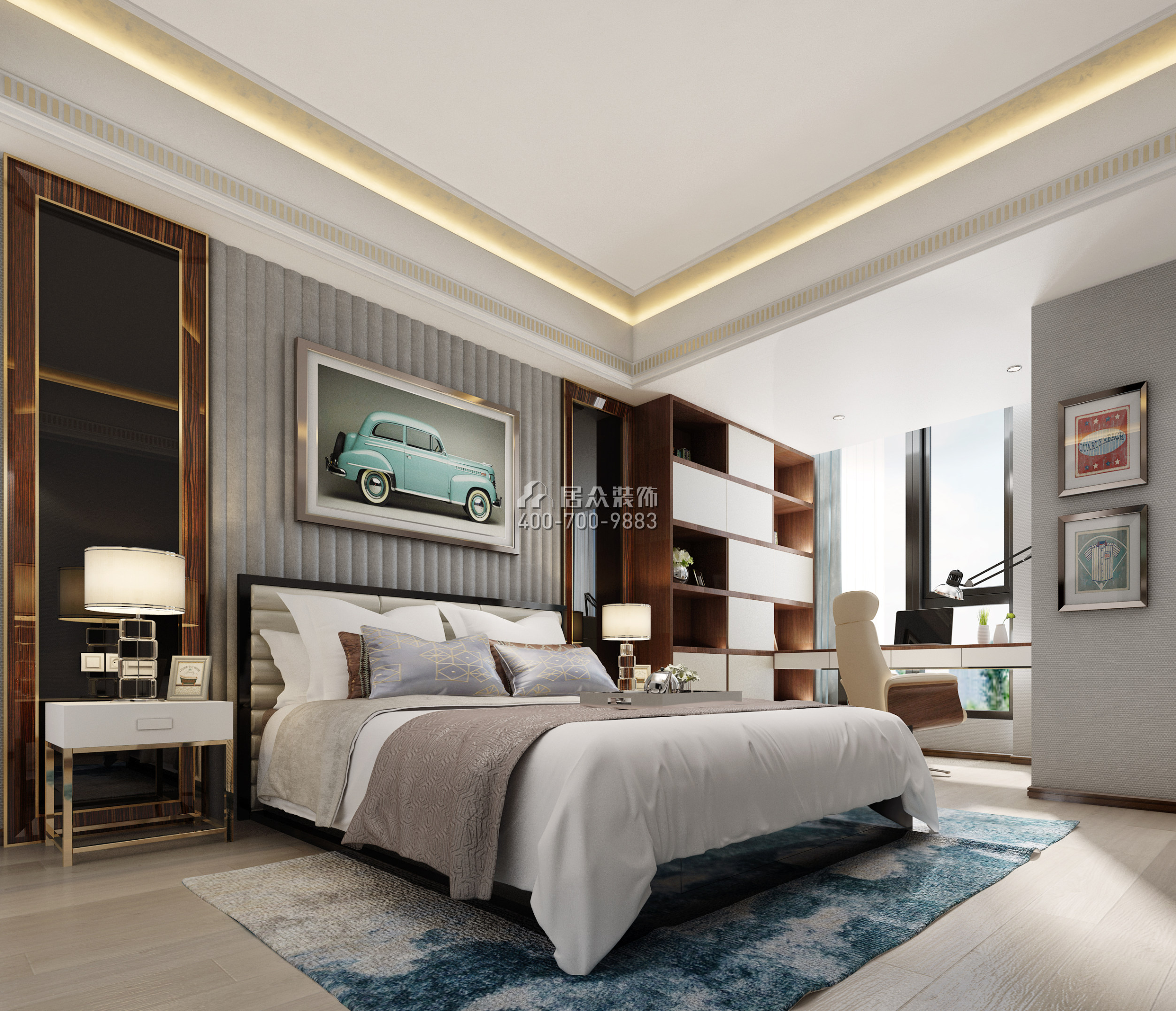 第六都170平方米新古典風格平層戶型臥室裝修效果圖