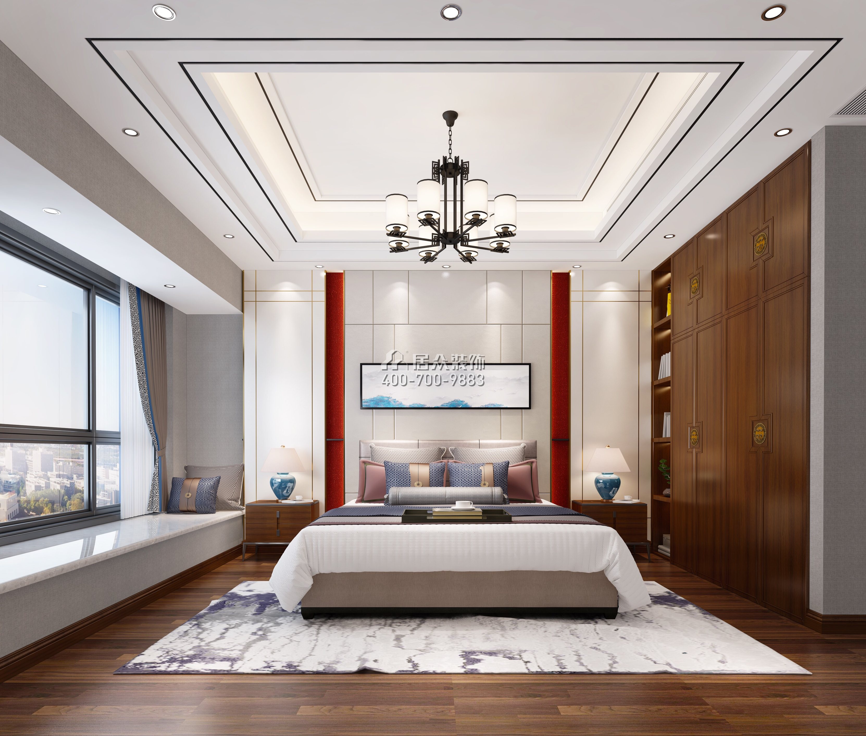 中信领航一期160平方米中式风格平层户型卧室装修效果图