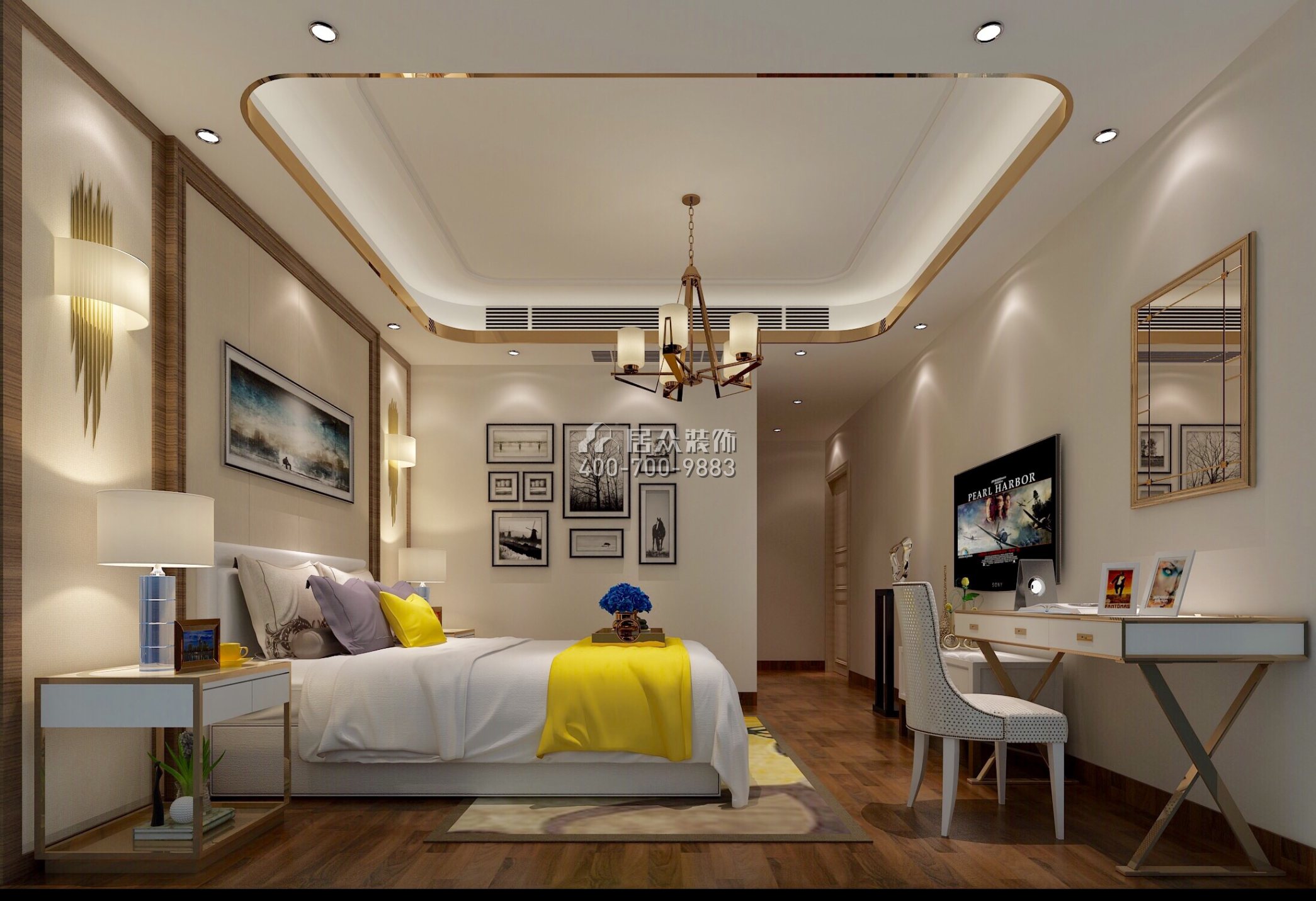 自由人180平方米现代简约风格平层户型卧室装修效果图