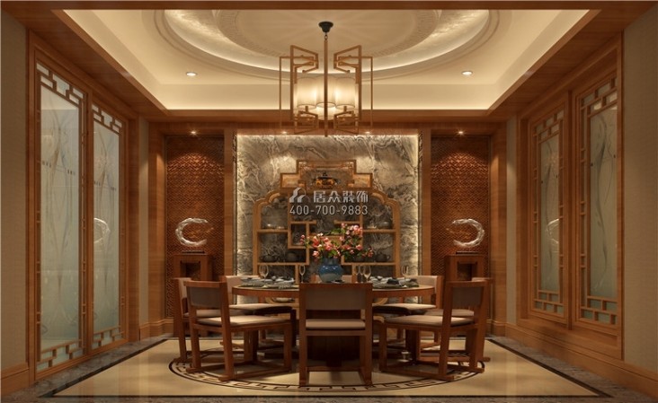 龙湖湘风原著350平方米中式风格别墅户型餐厅装修效果图
