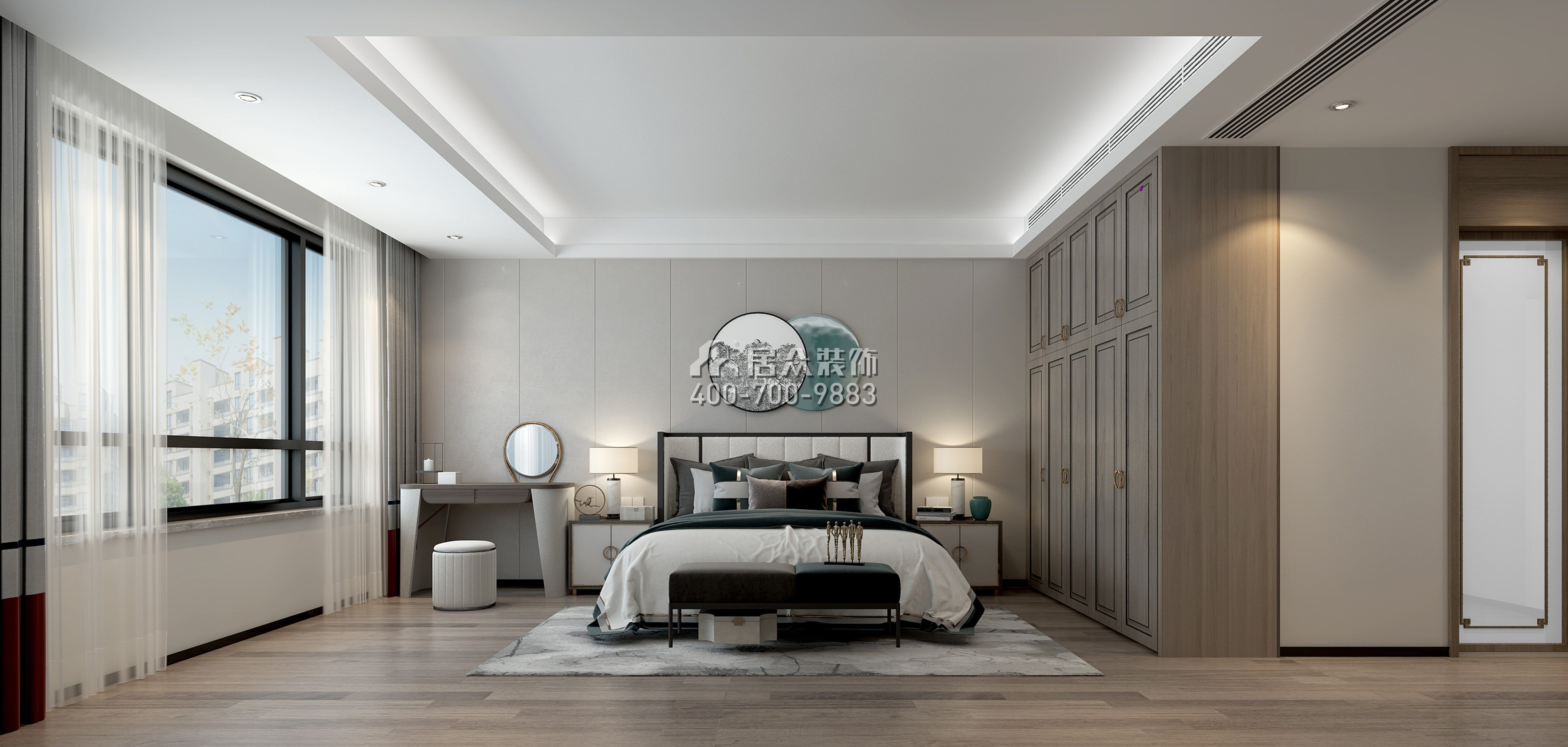 中泰財富湘江200平方米混搭風格平層戶型臥室裝修效果圖