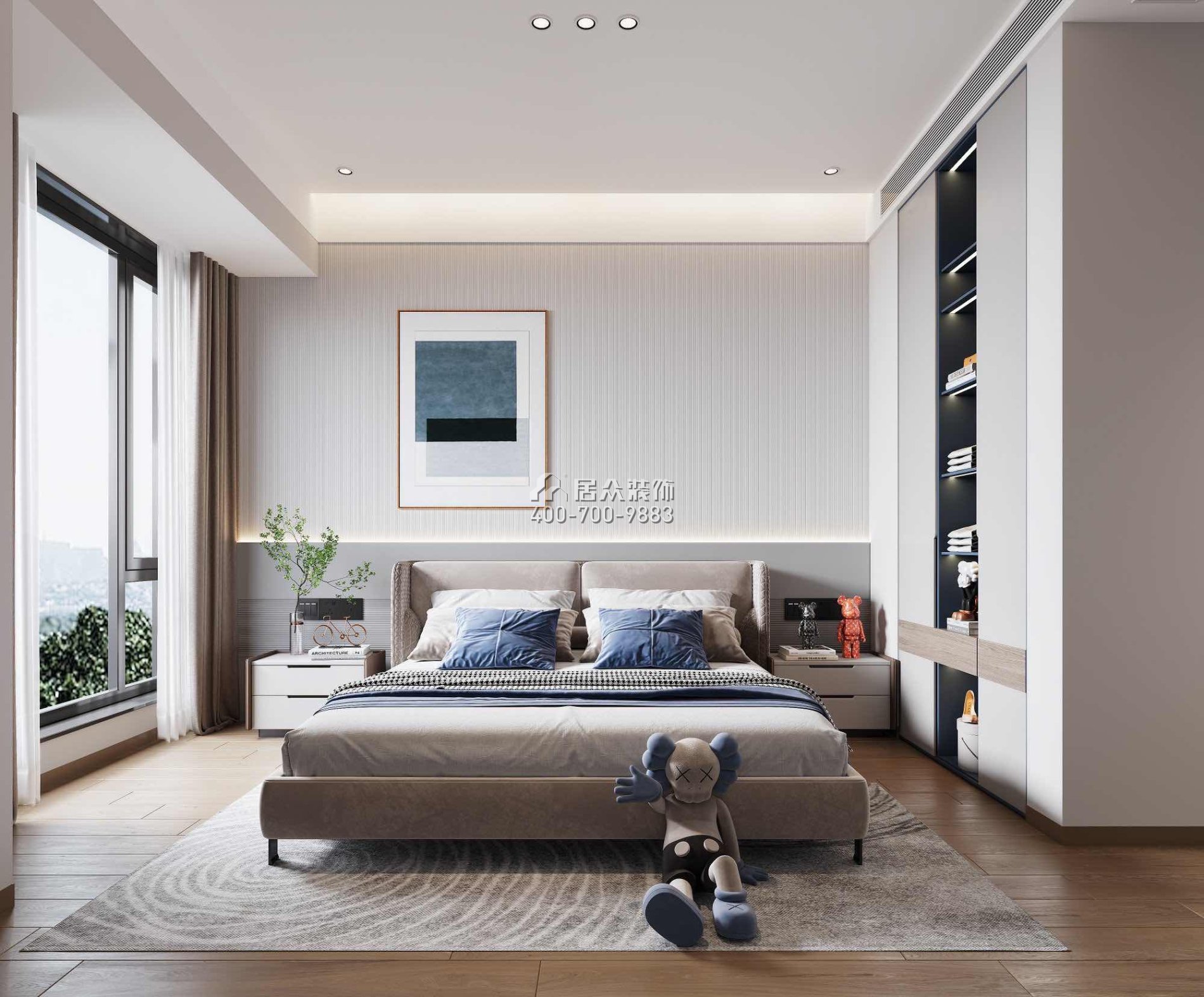 华发新城200平方米现代简约风格平层户型卧室开元官网效果图
