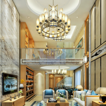 海逸豪庭170平方米中式风格别墅户型客厅装修效果图