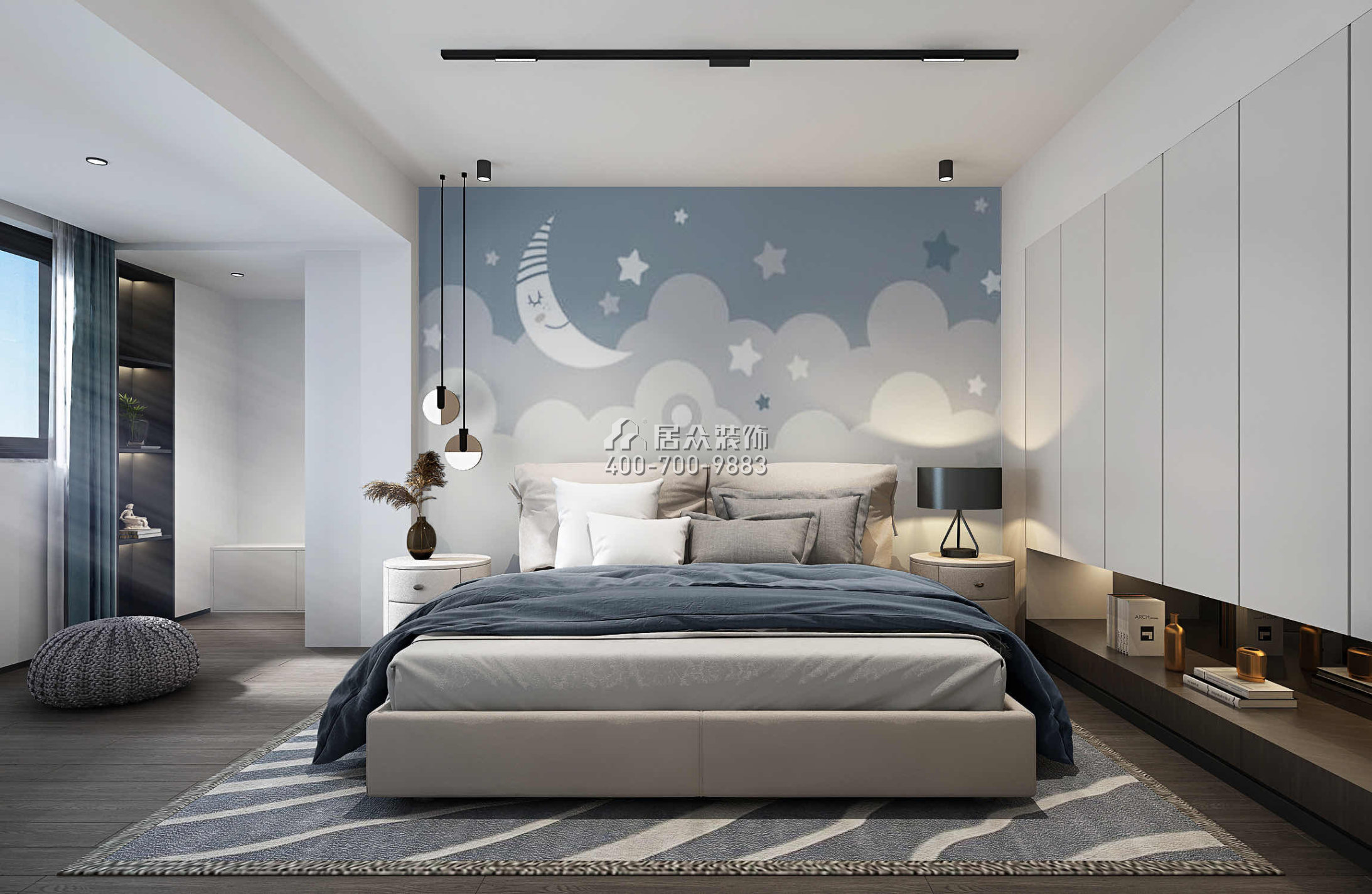 瑞景新村150平方米现代简约风格复式户型卧室装修效果图