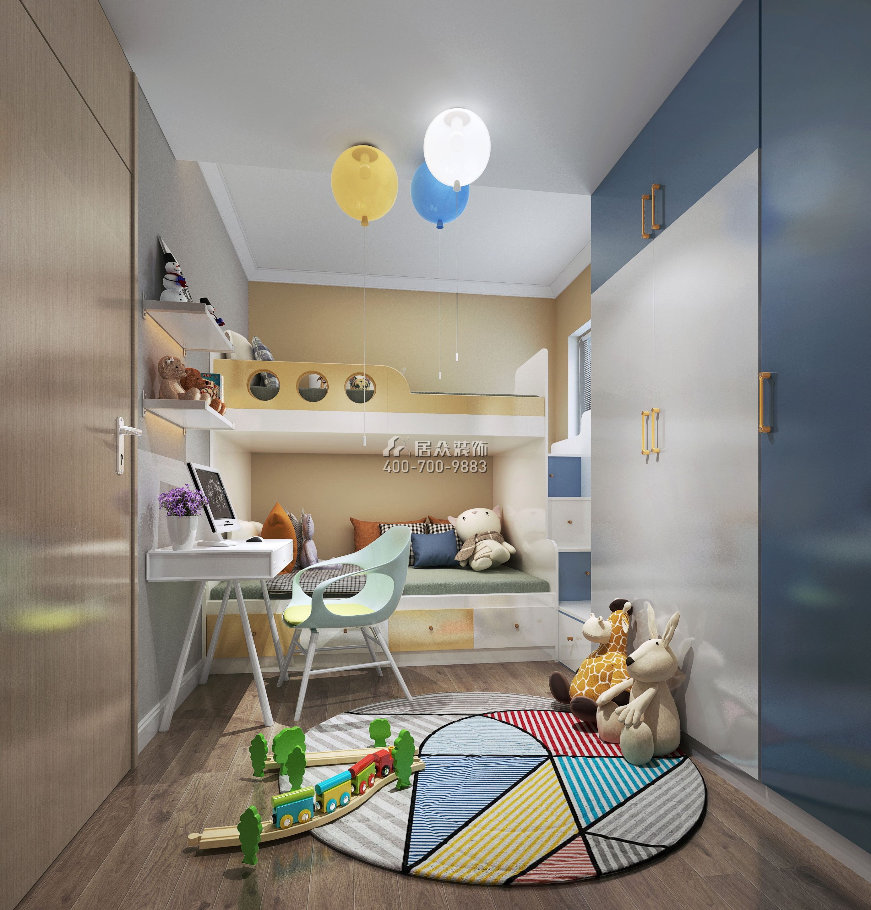 梧桐花园98平方米现代简约风格平层户型儿童房装修效果图