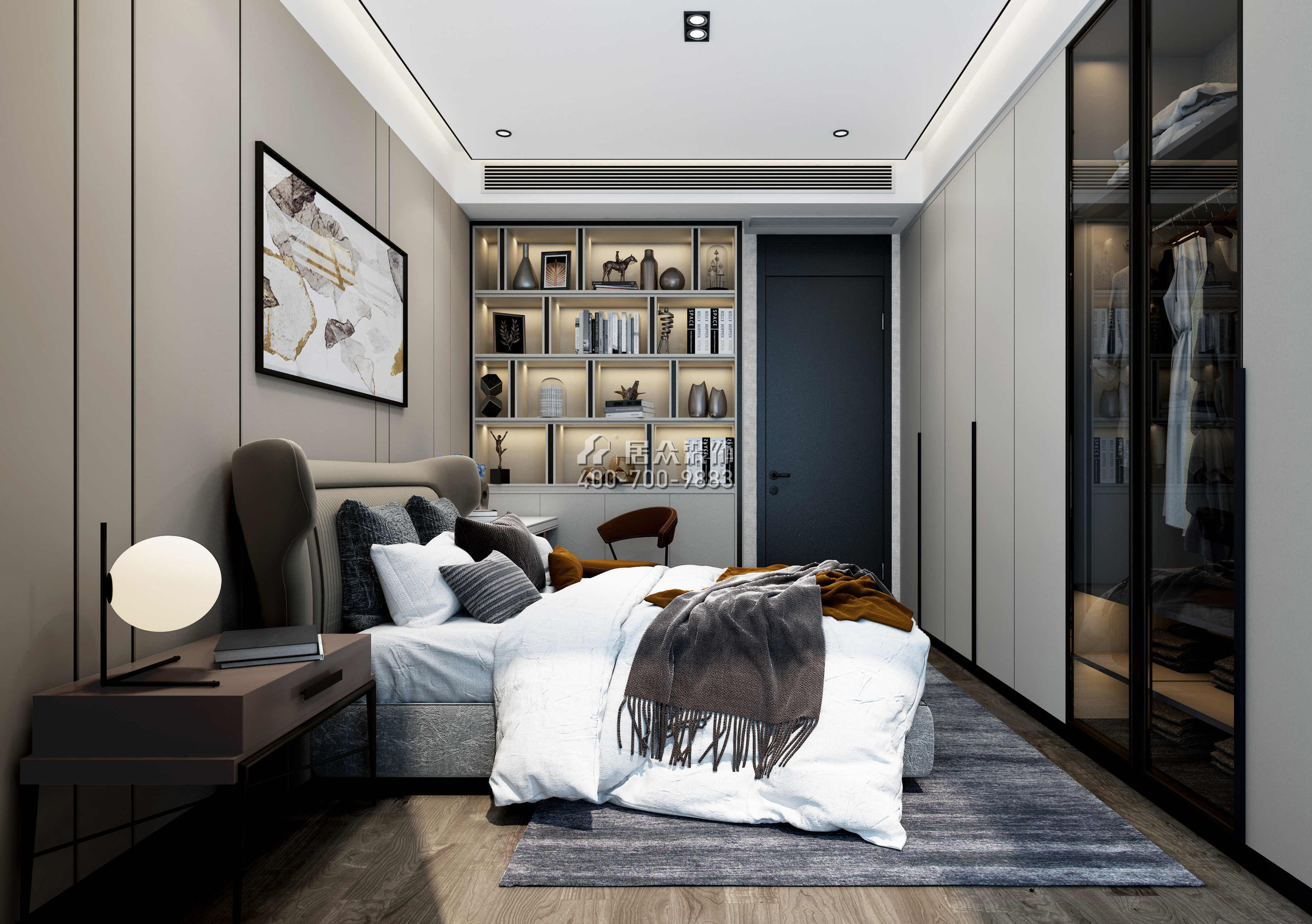 三湘海尚230平方米现代简约风格平层户型卧室装修效果图