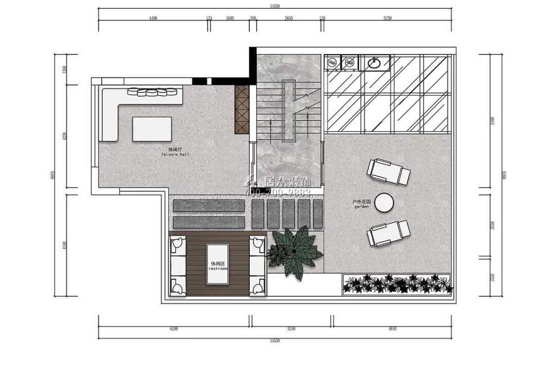 大南山紫园600平方米现代简约风格别墅户型户型图装修效果图